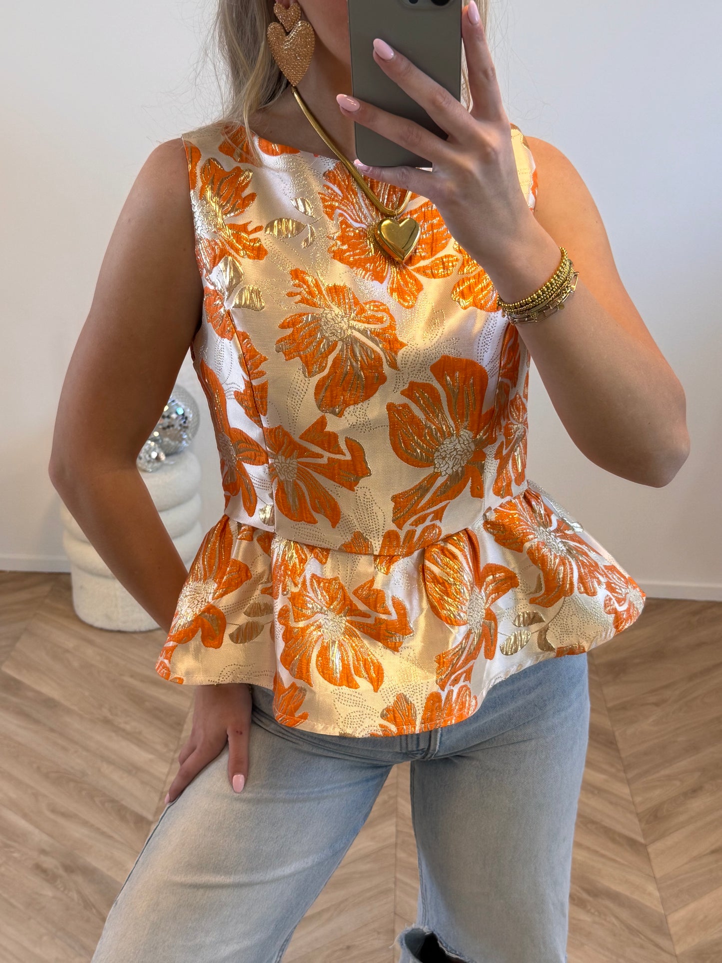 Saar Peplum Top Oranje