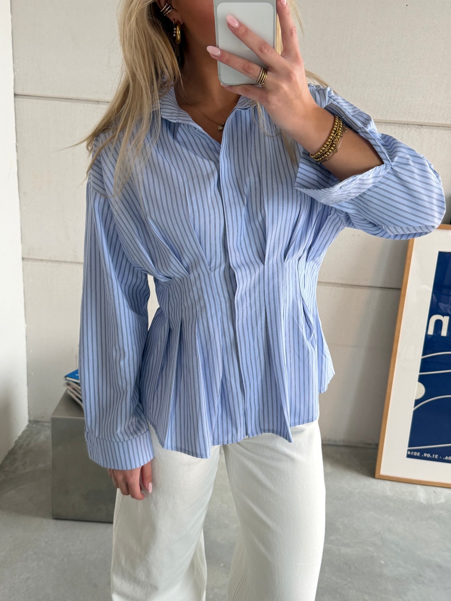 Flora Blouse Gestreept Blauw