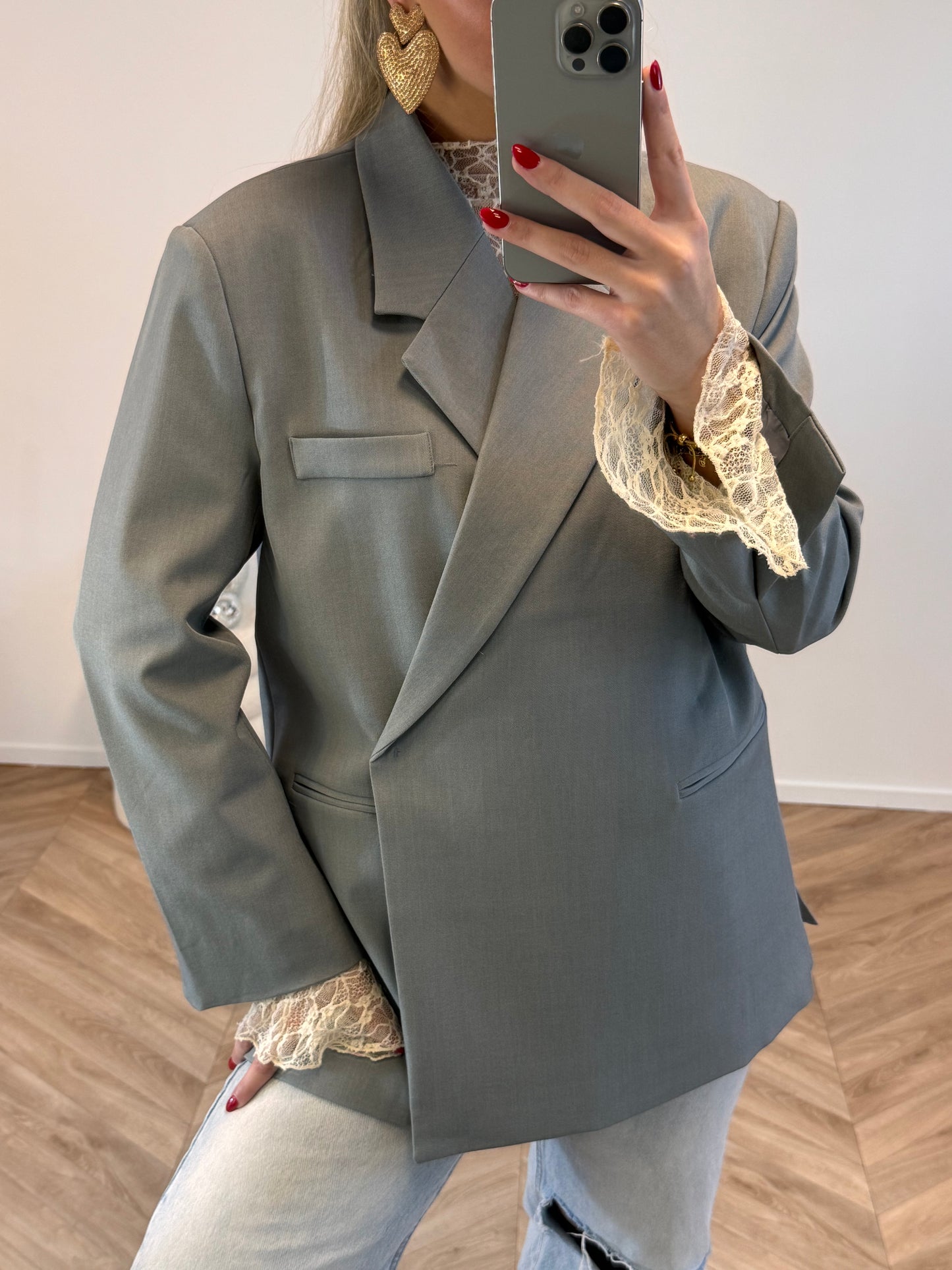 Suze Oversized Blazer Grijs