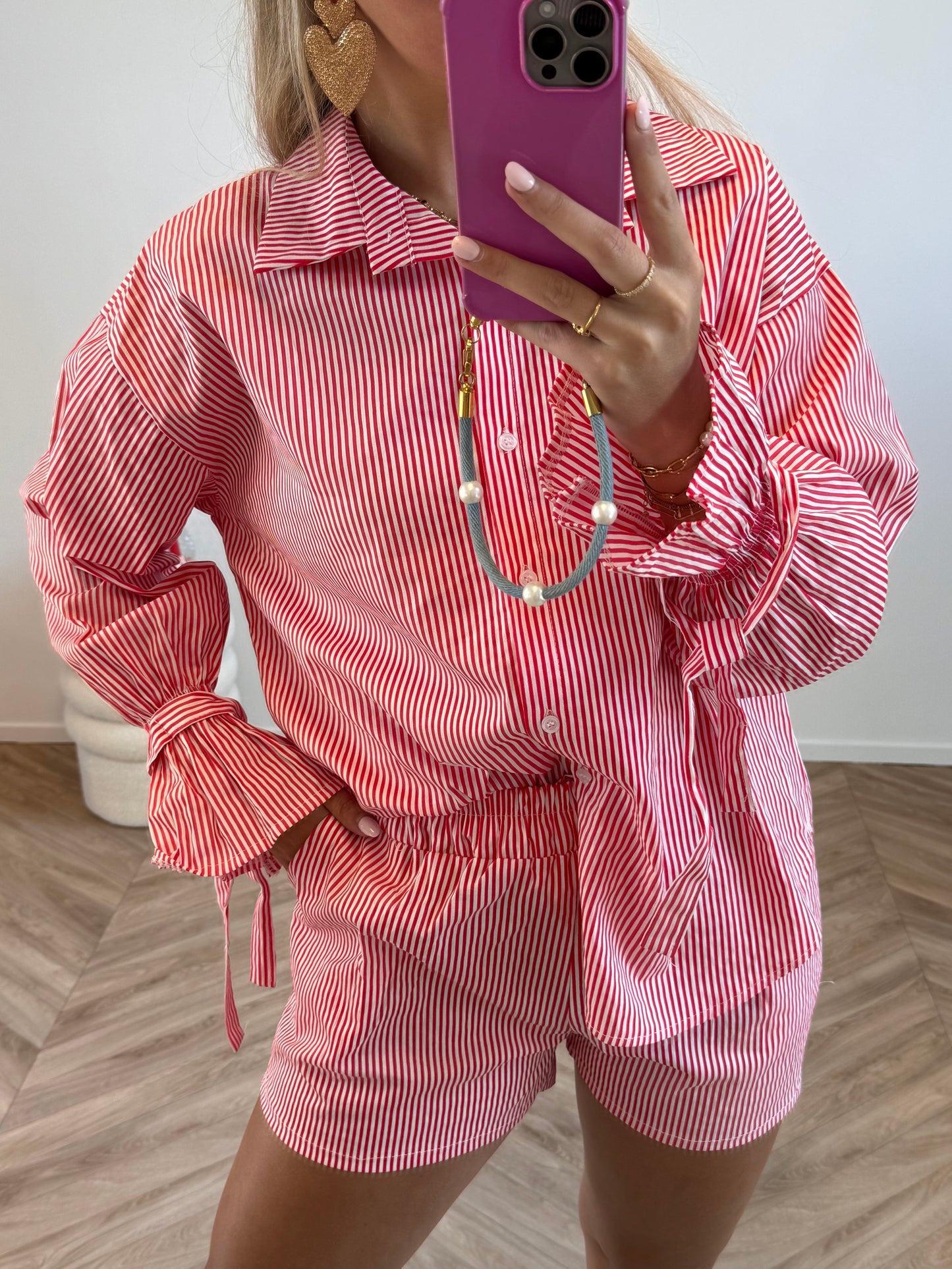 Yara Blouse Gestreept Rood