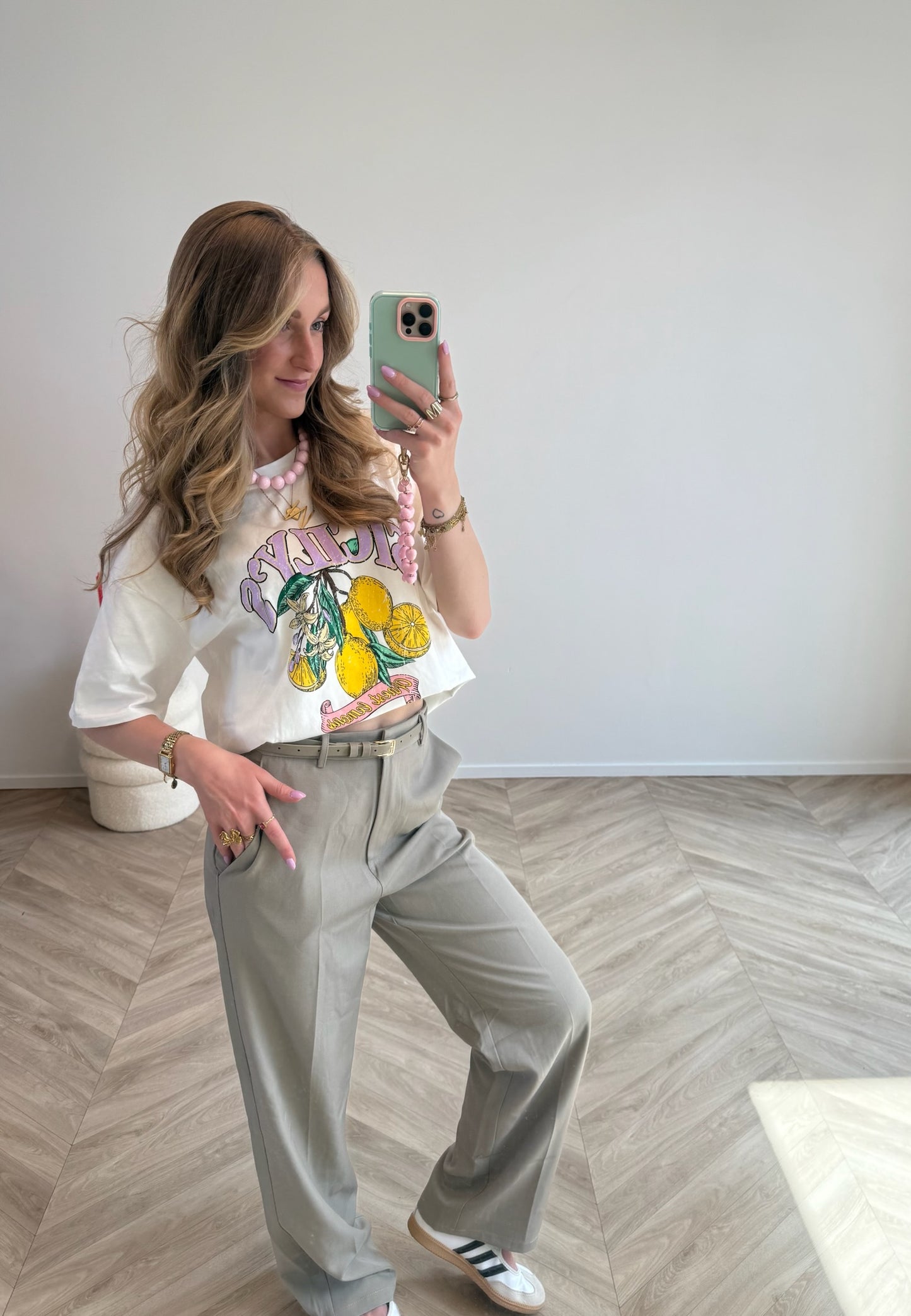 STUNT Pantalon Taupe/Groen