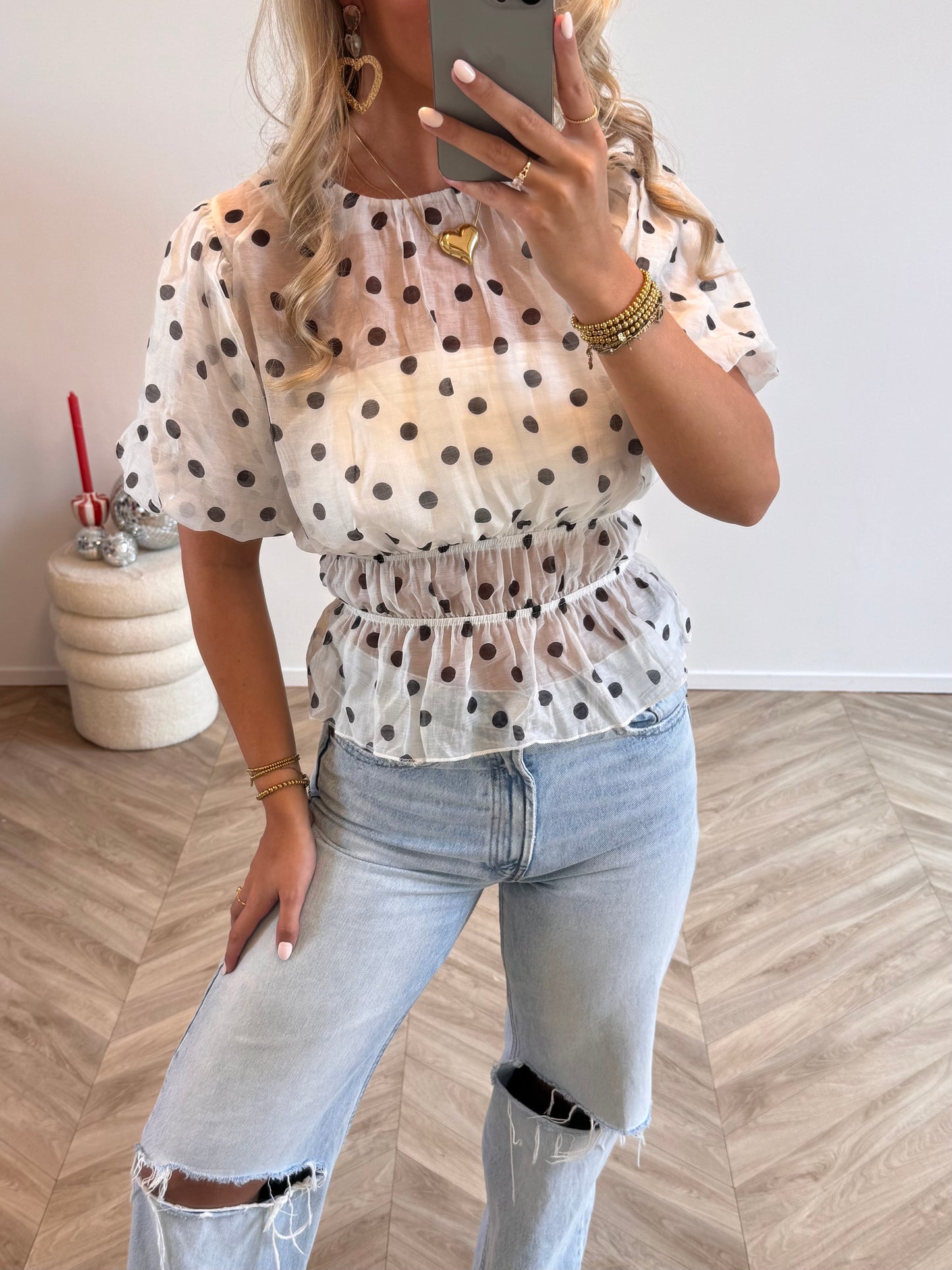 Cato Puff Dot Top