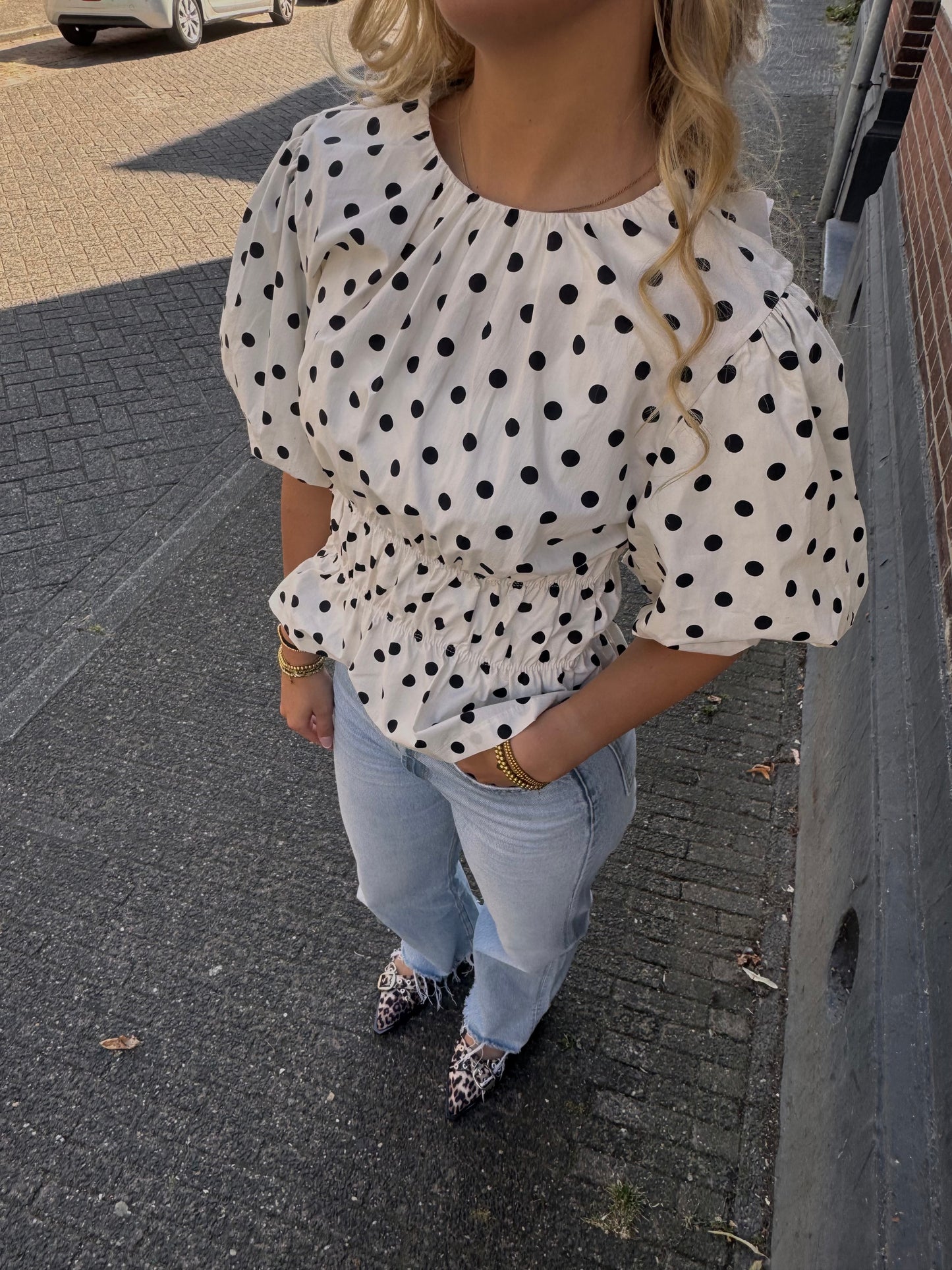 Peplum Roos Top Wit PRE ORDER