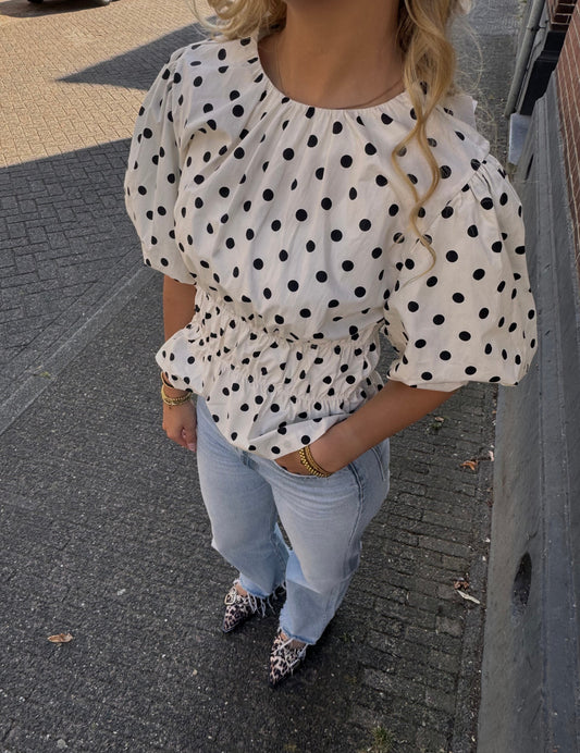 Peplum Roos Top Wit PRE ORDER