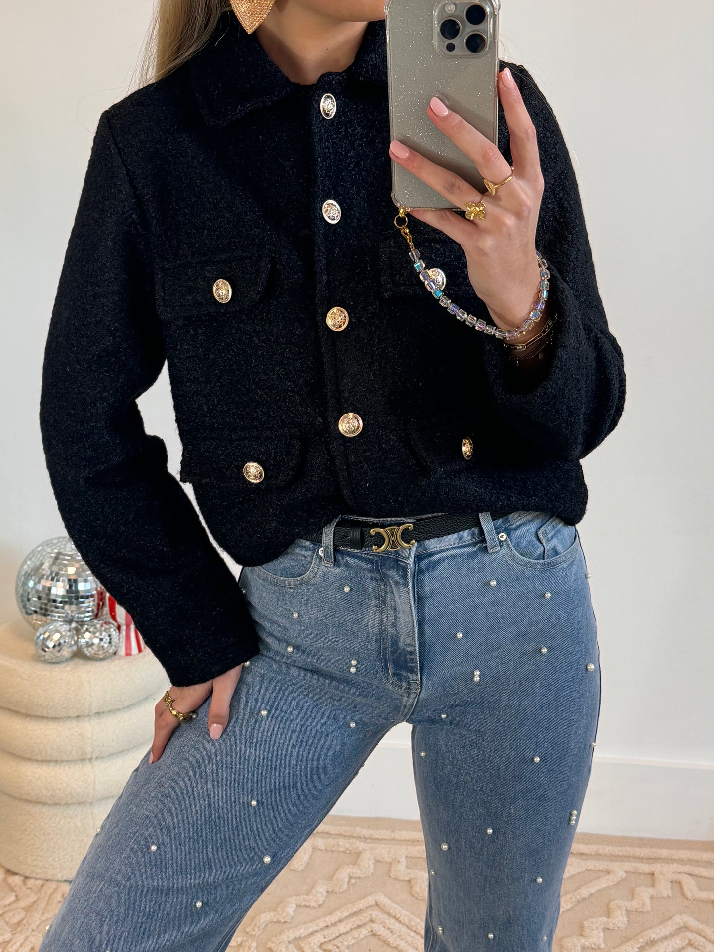 Celin Belt Leather Zwart Small