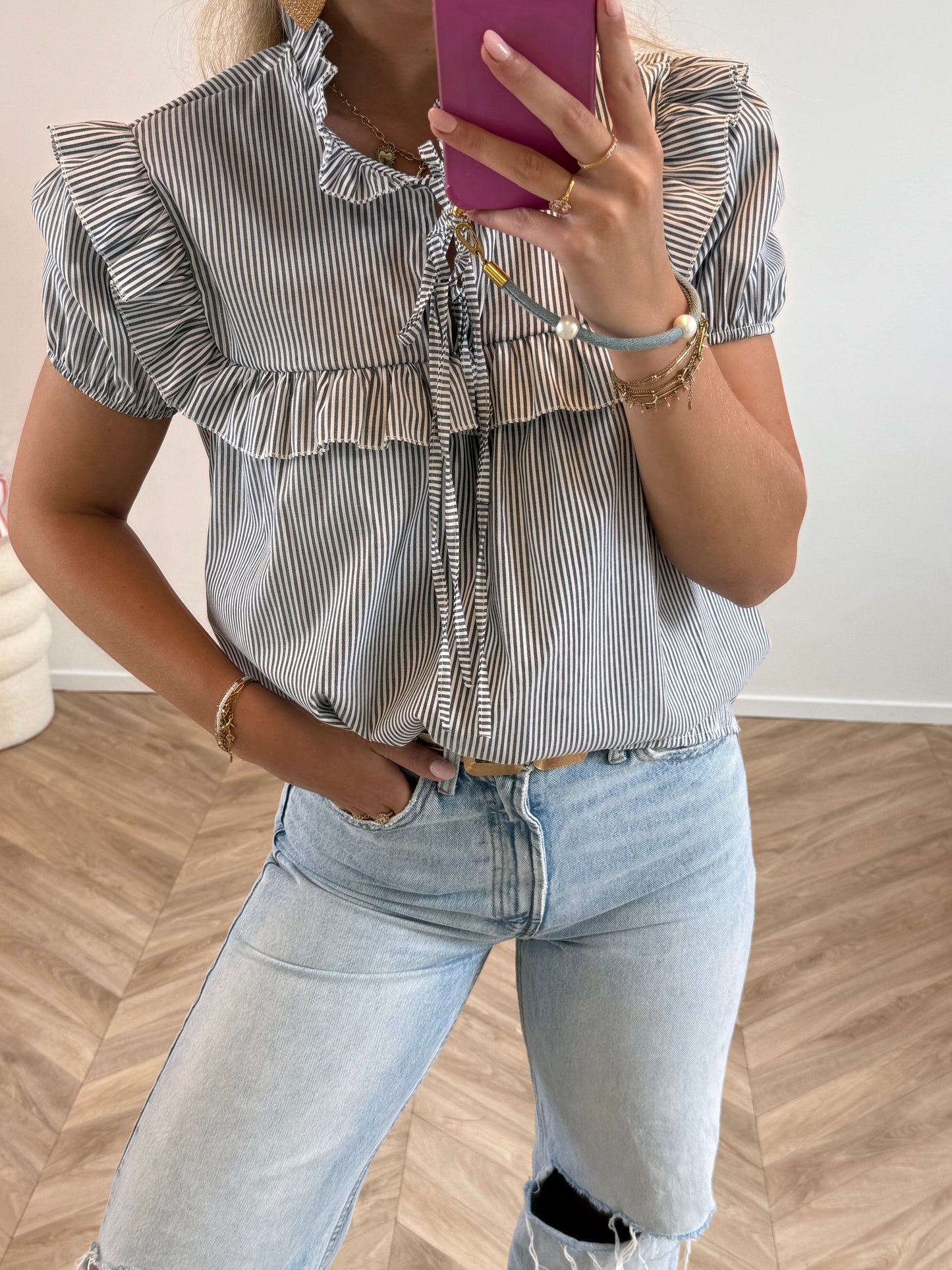 Lotte Blouse Gestreept zwart
