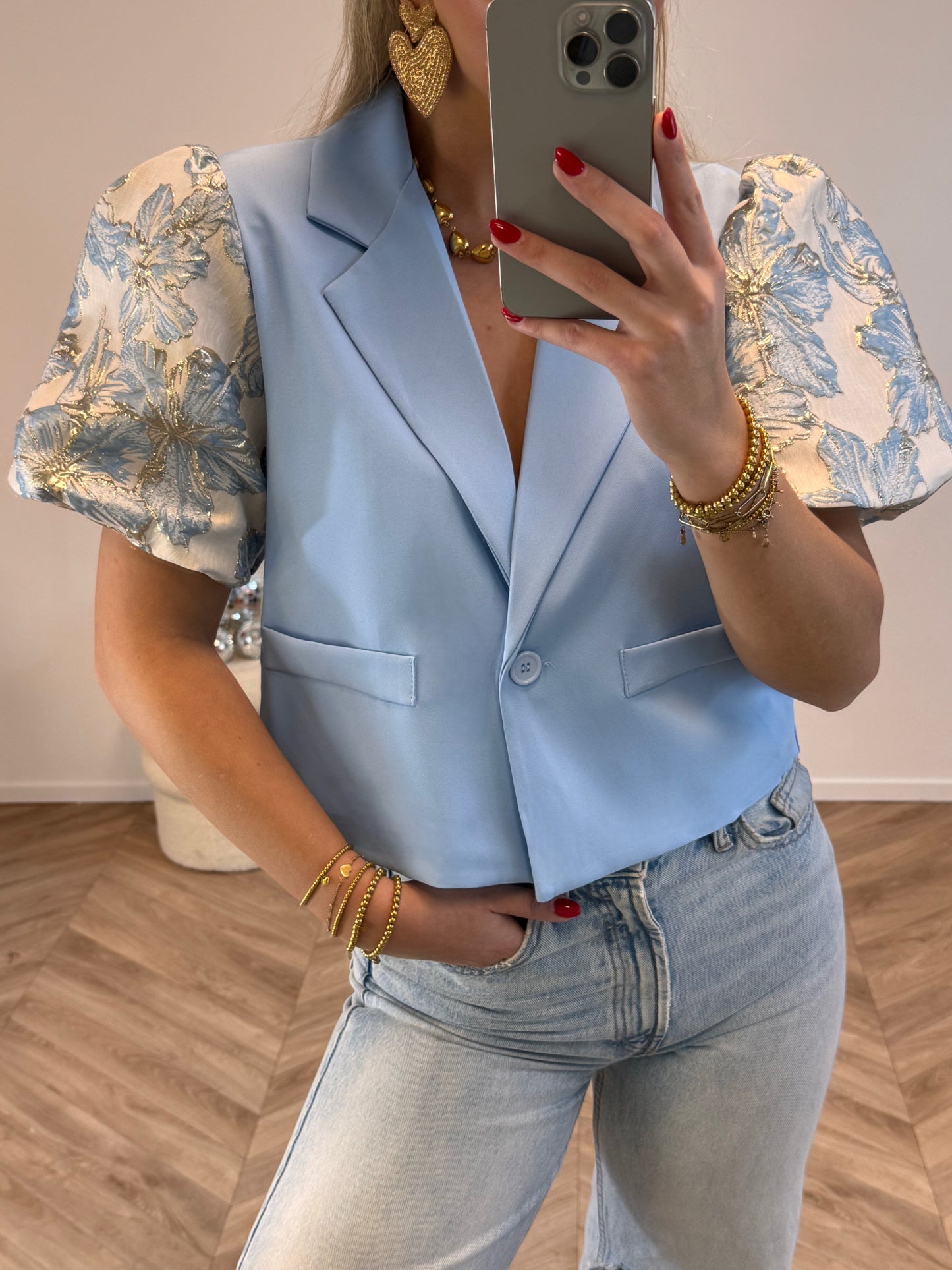Maeve Puff Blazer Lichtblauw
