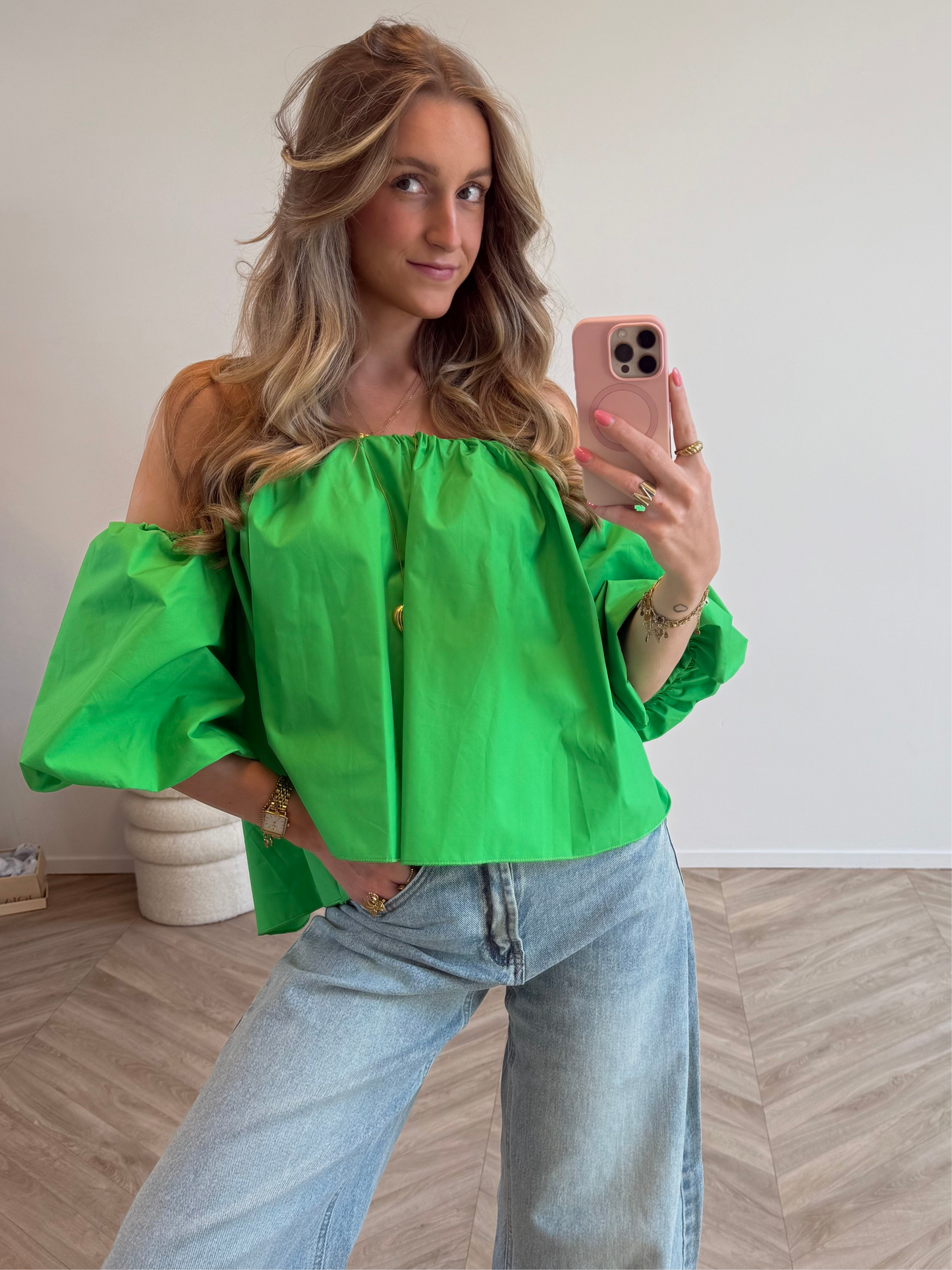 Off Shoulder Top Groen