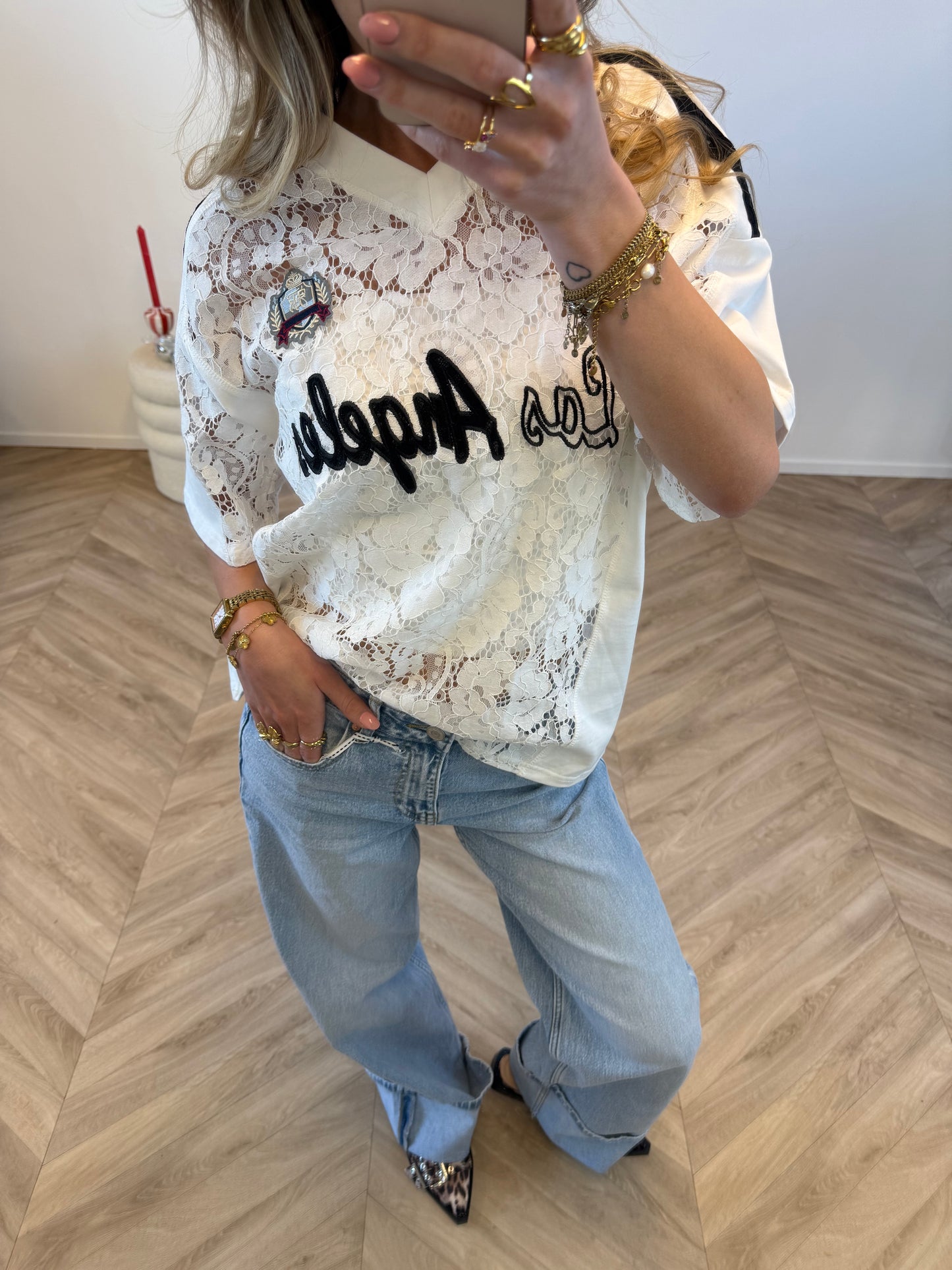 Feline Lace Baseball Jersey Wit