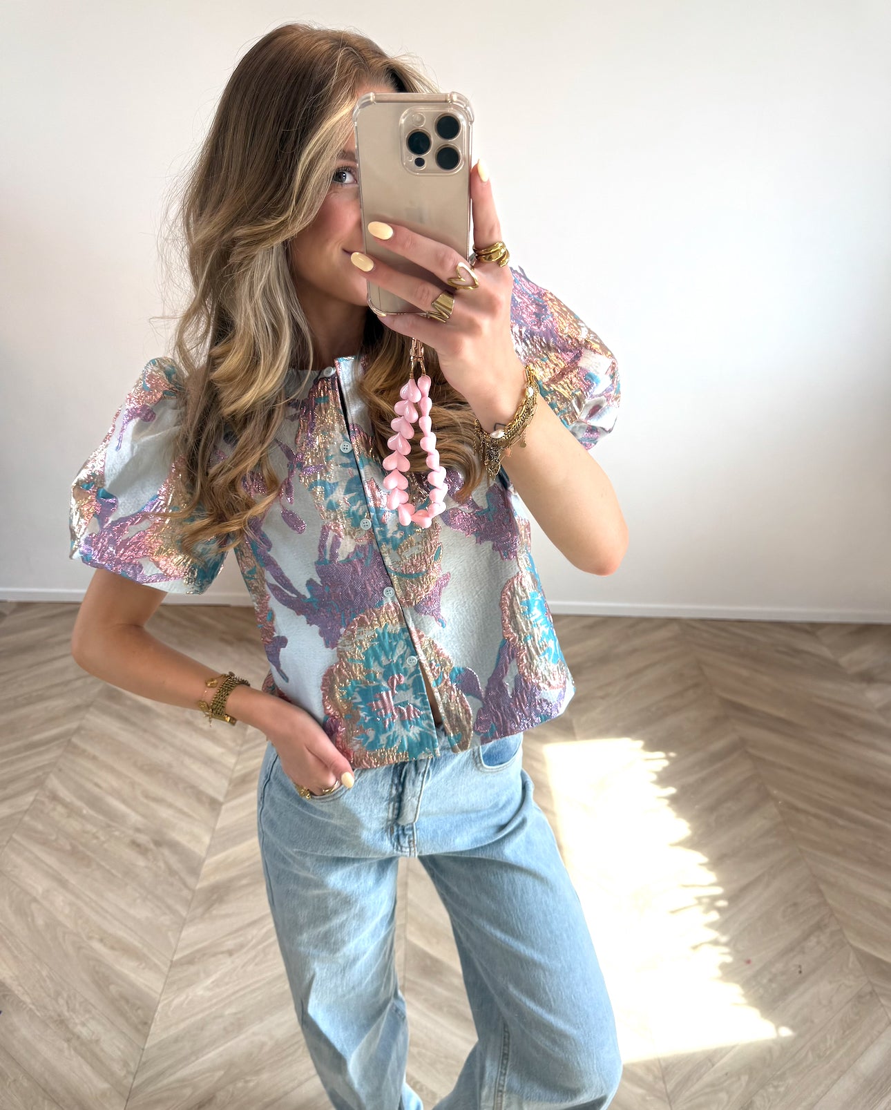 Jacquard Top Blauw