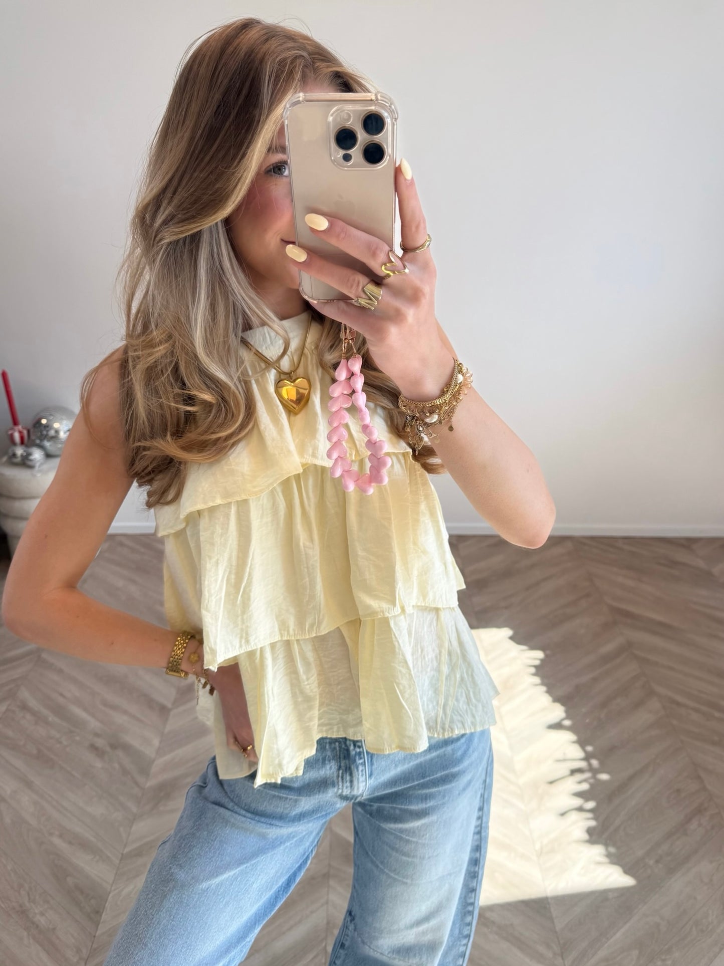 Fien Ruffle Top Geel