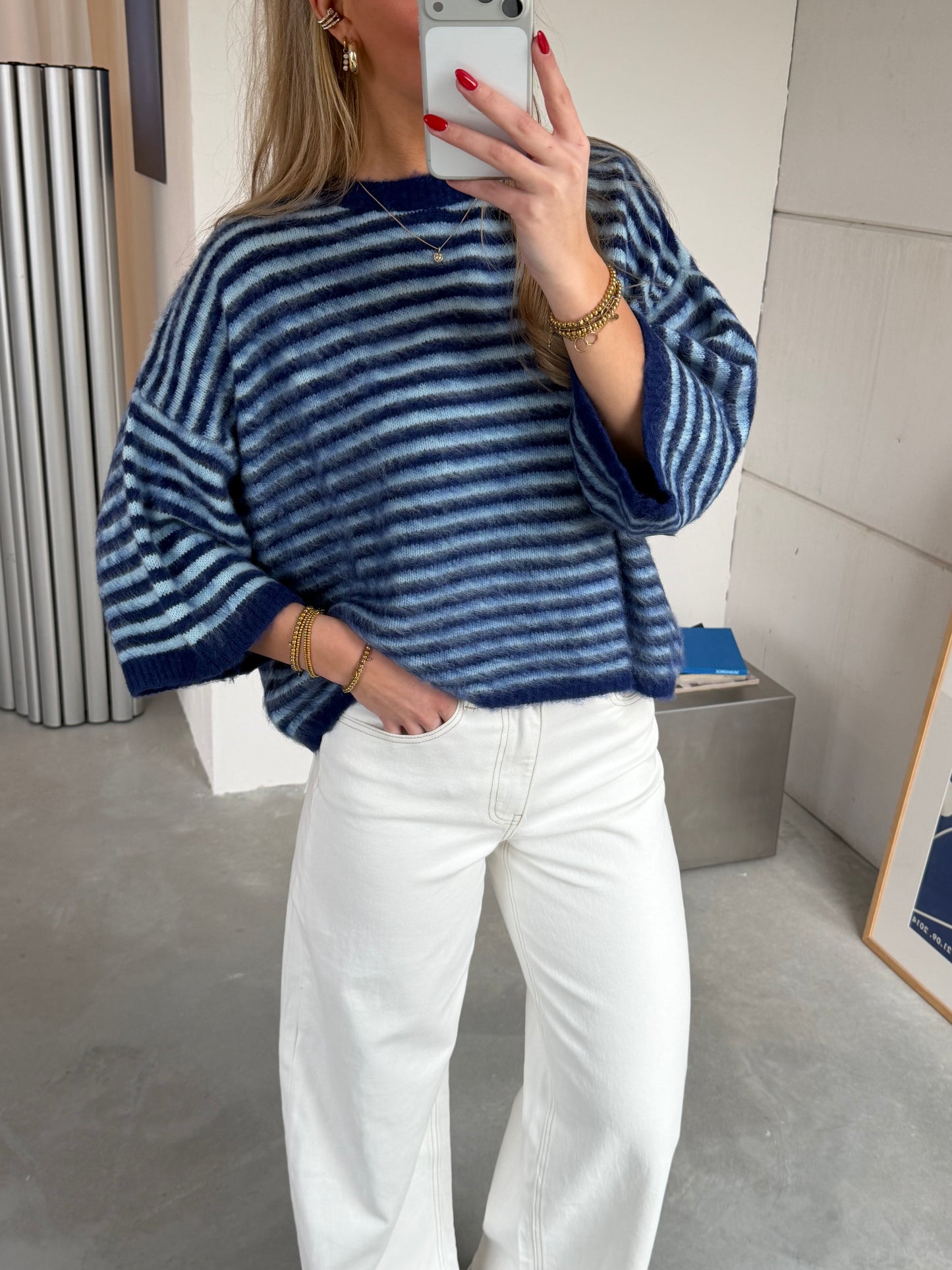 Lily Knit Gestreept Donkerblauw