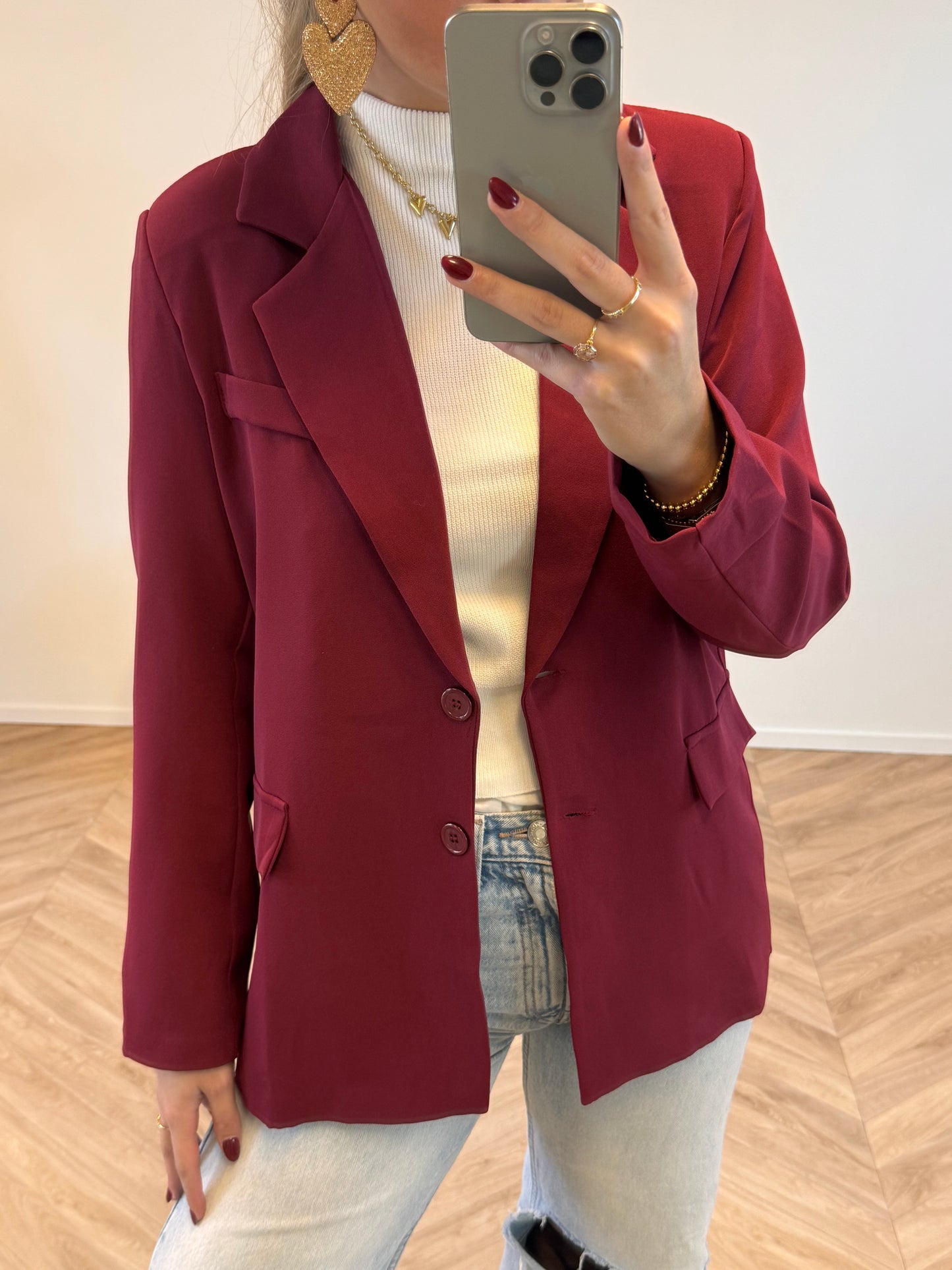 Rosa Bow Blazer Bordeaux Rood