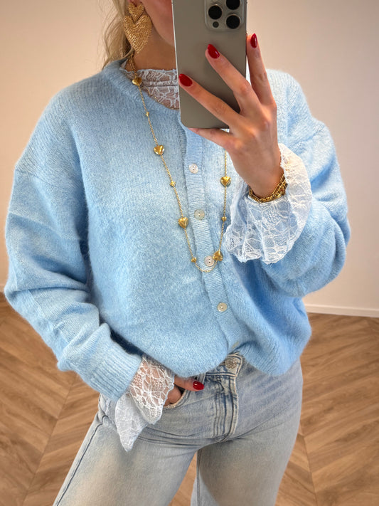 Lela Kanten Top Lichtblauw