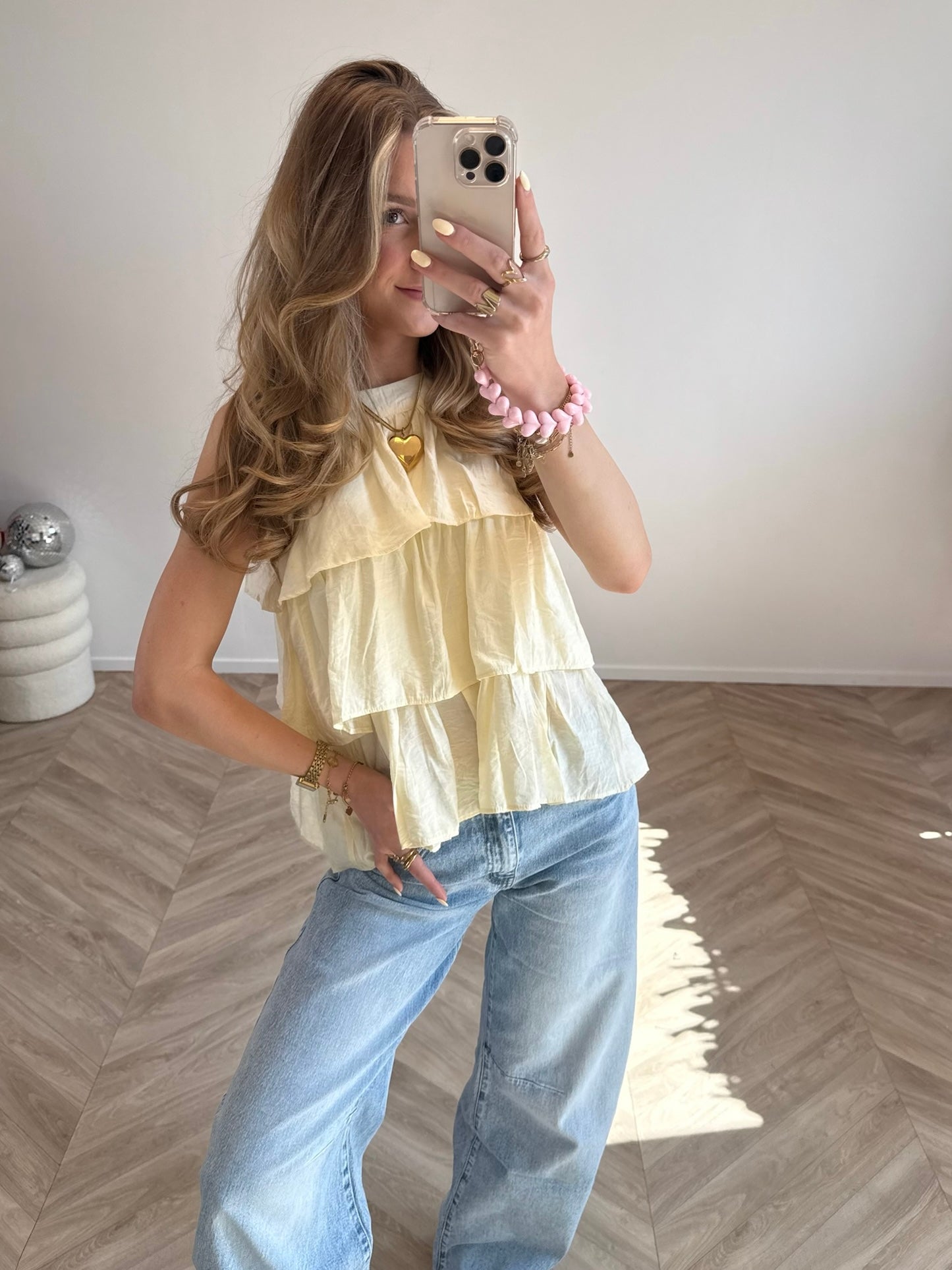 Fien Ruffle Top Geel