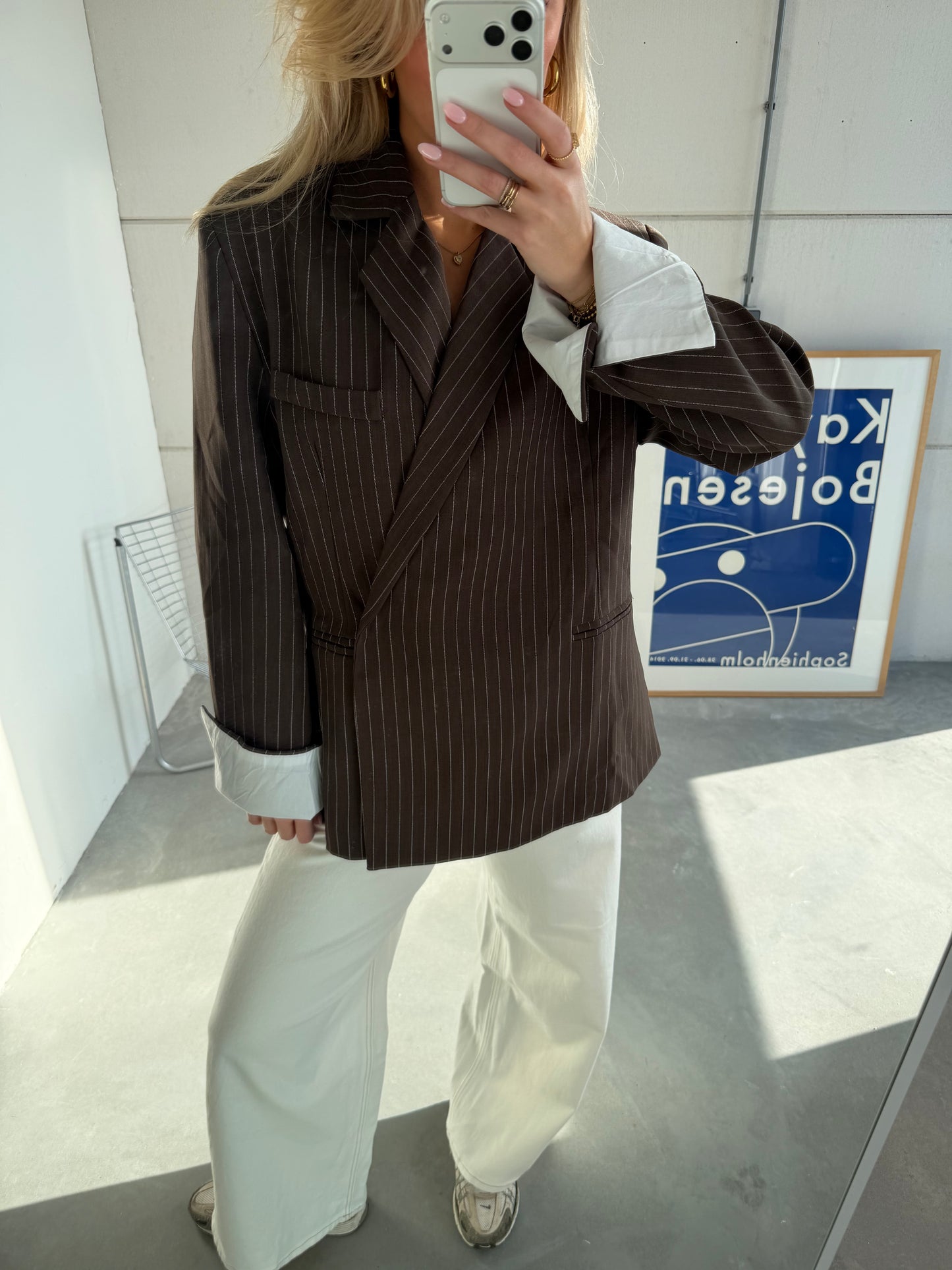Lily Blazer Gestreept Bruin