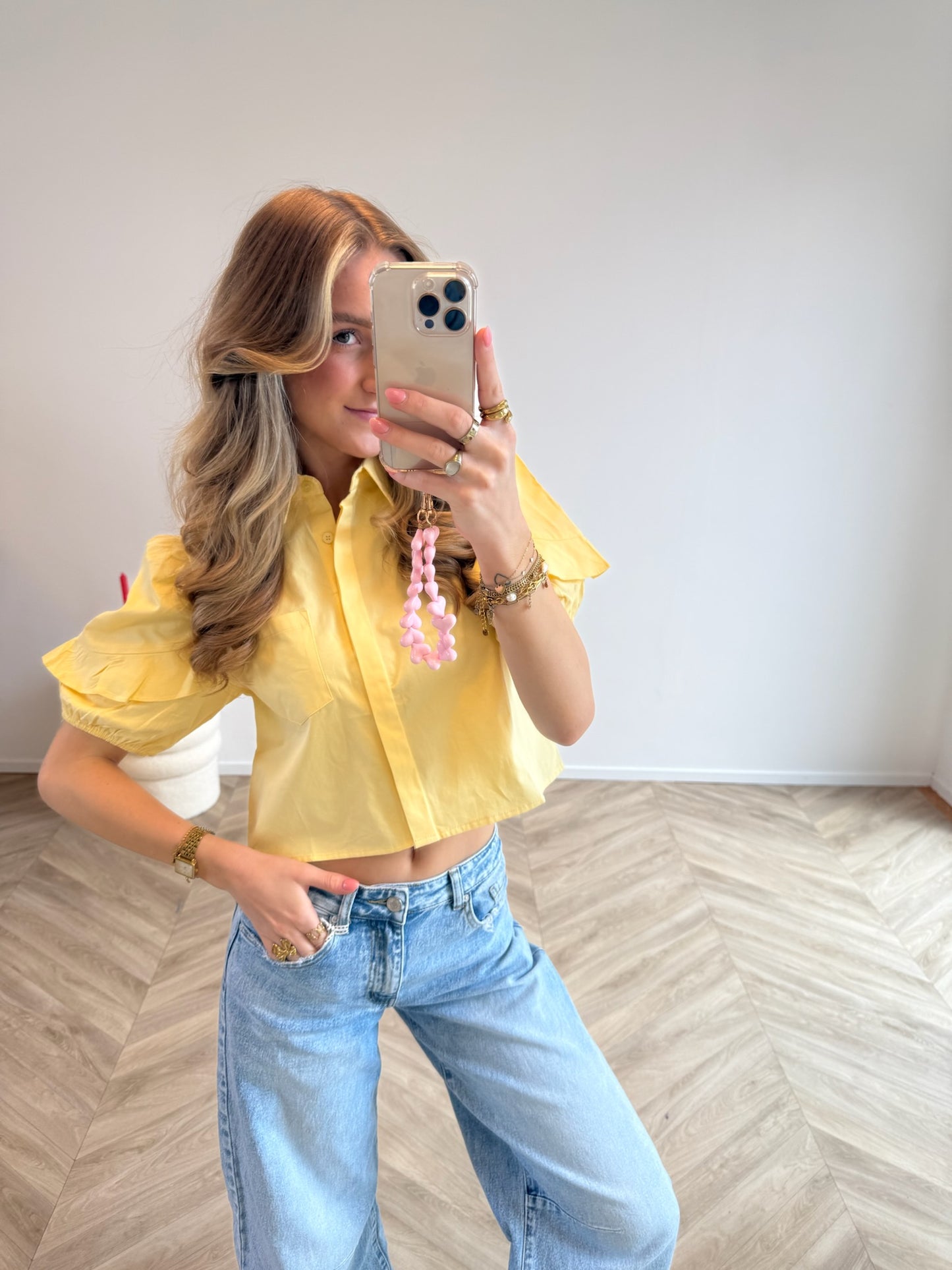 Gigi Open Rug Blouse Geel