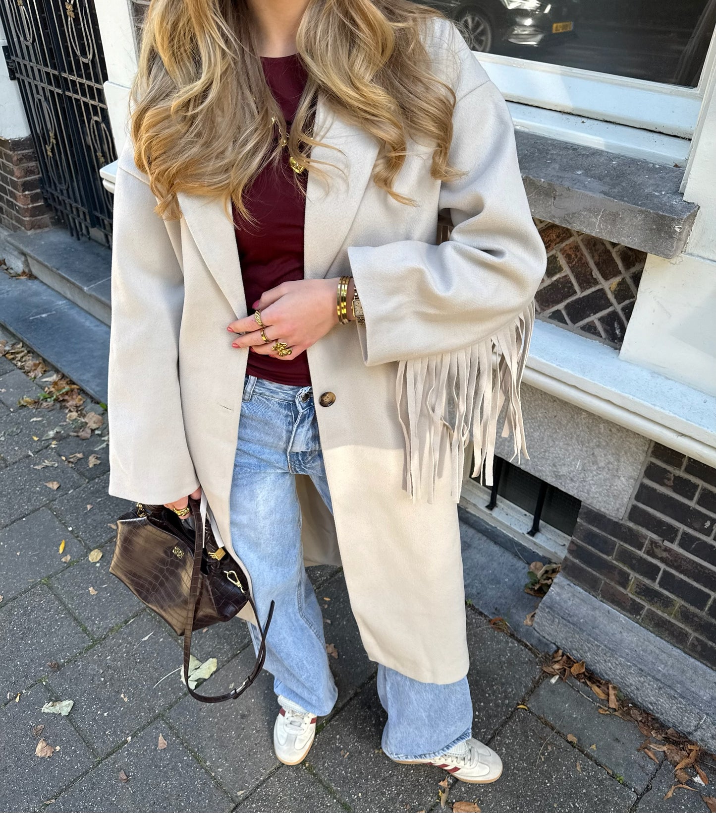 Ruffle Trenchcoat Beige