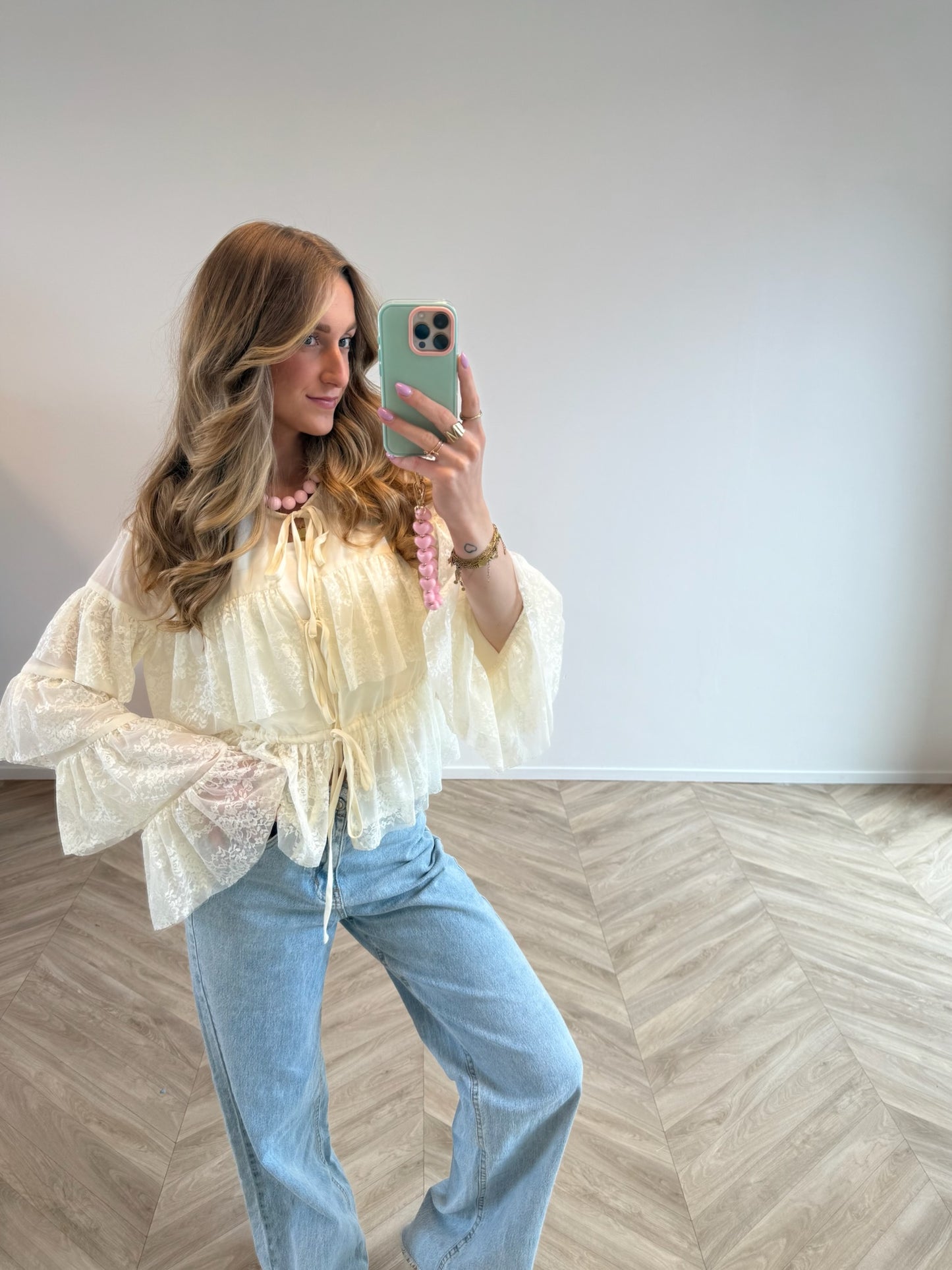 Romy Ruffle Blouse Beige