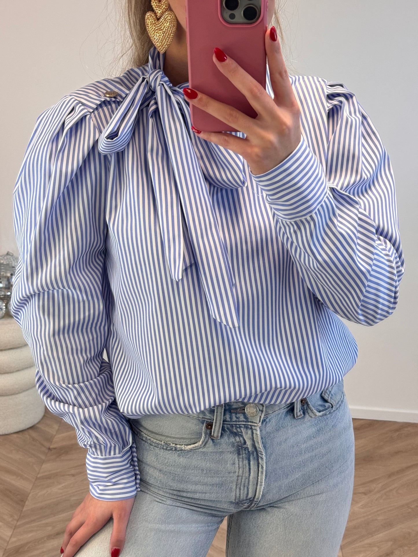Liva Strik Blouse Blauw