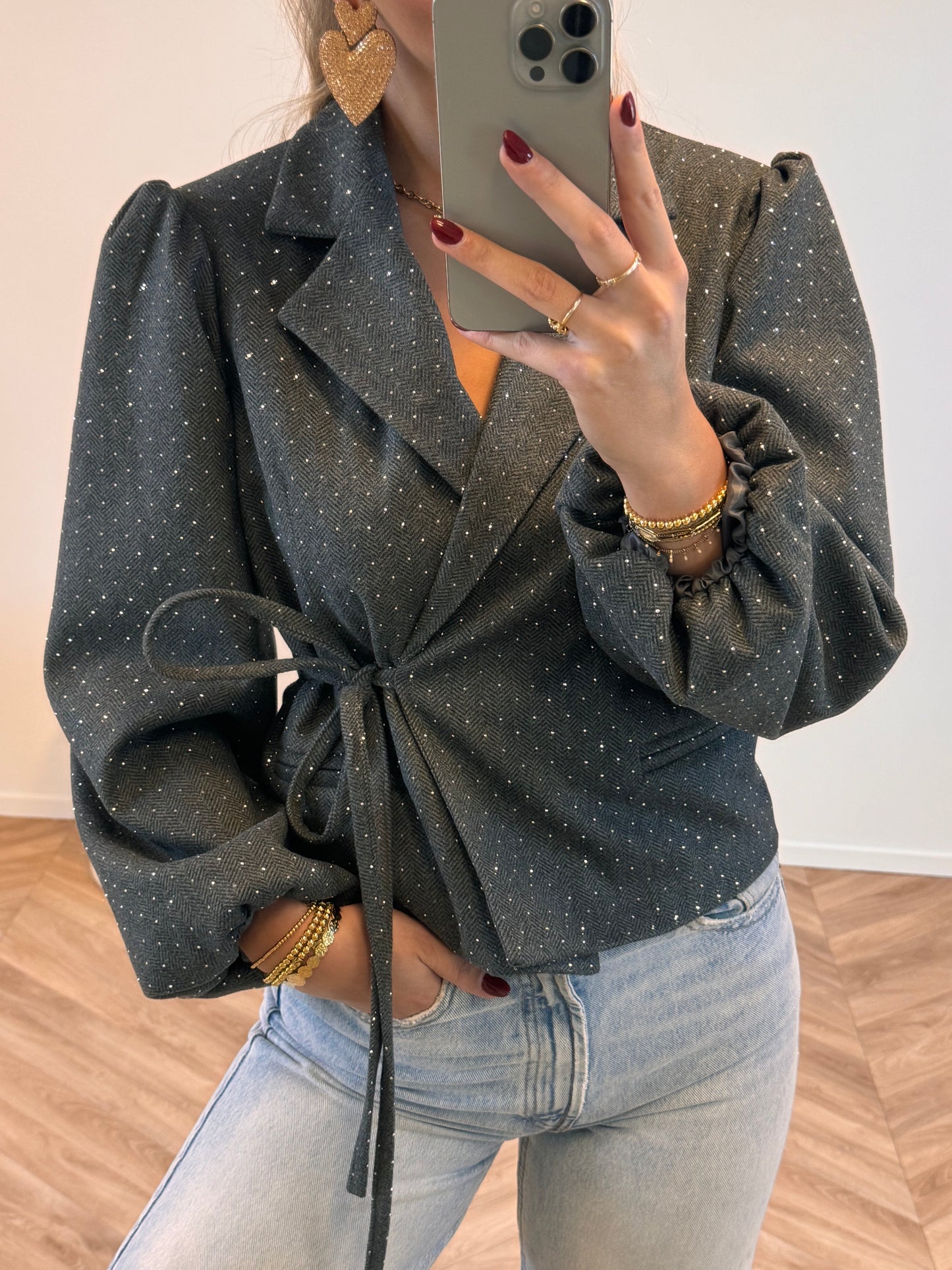 Jasmijn Top Glitter Zwart
