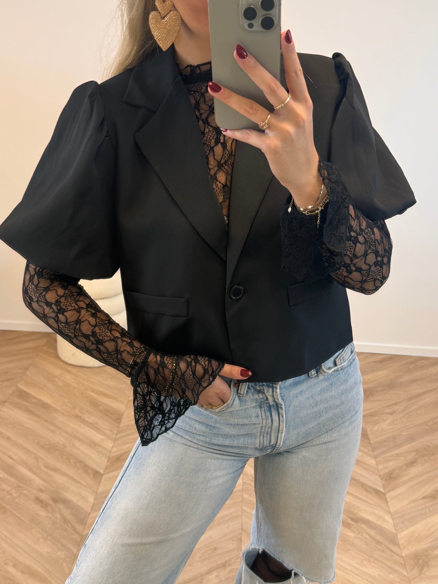 Lela Kanten Top Zwart