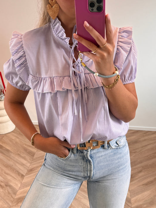 Lotte Blouse Gestreept Paars
