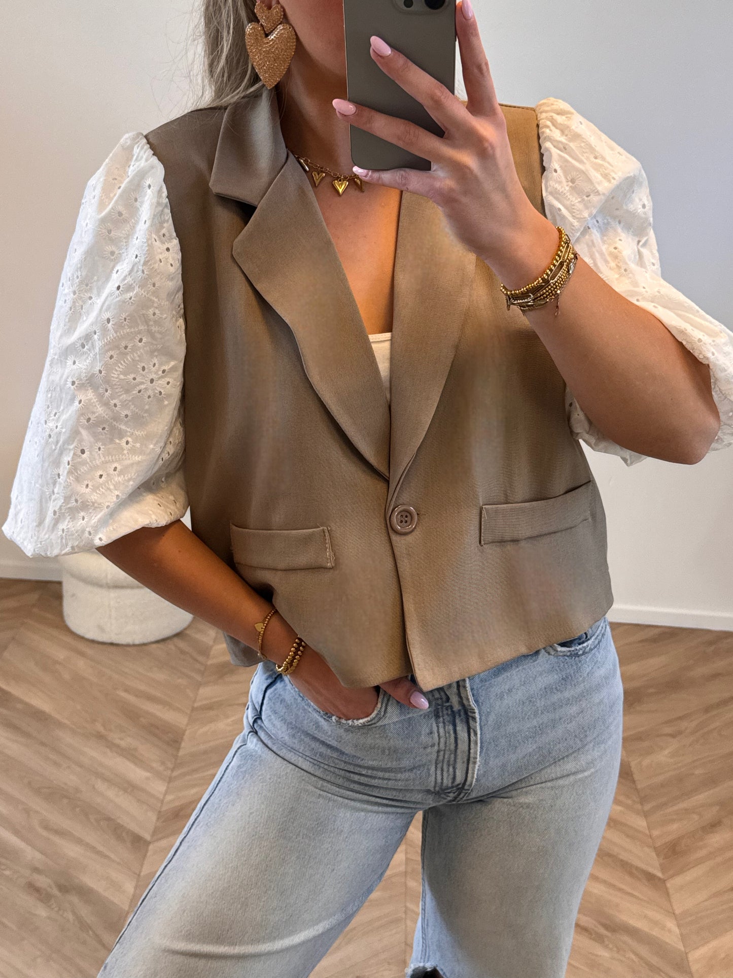 STUNT Floor Broderie Blazer Taupe