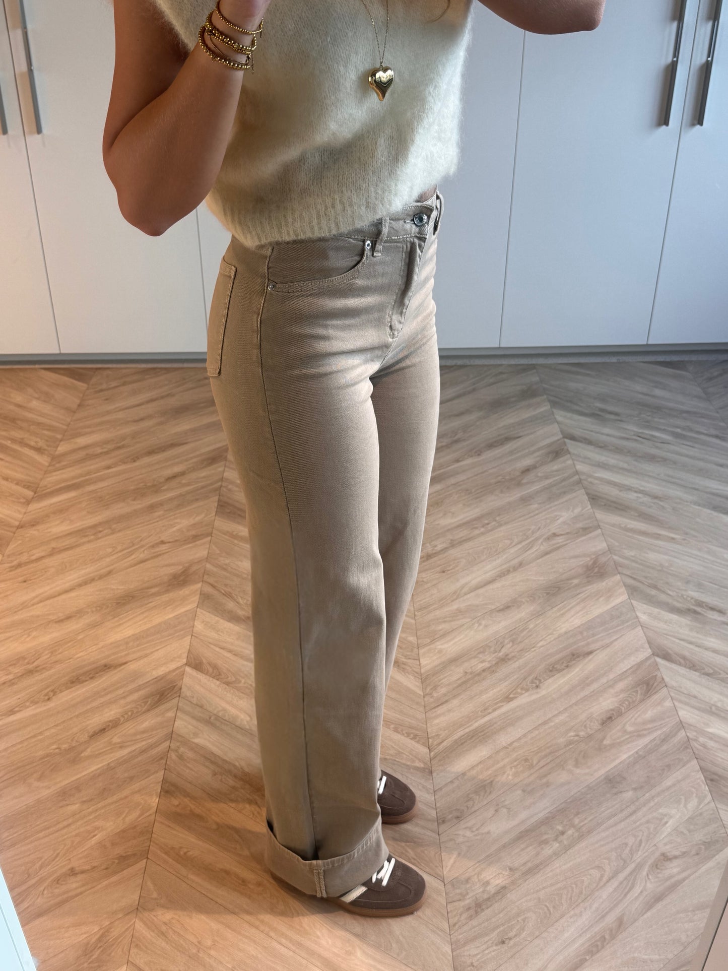 Jade Wide Leg Jeans Beige