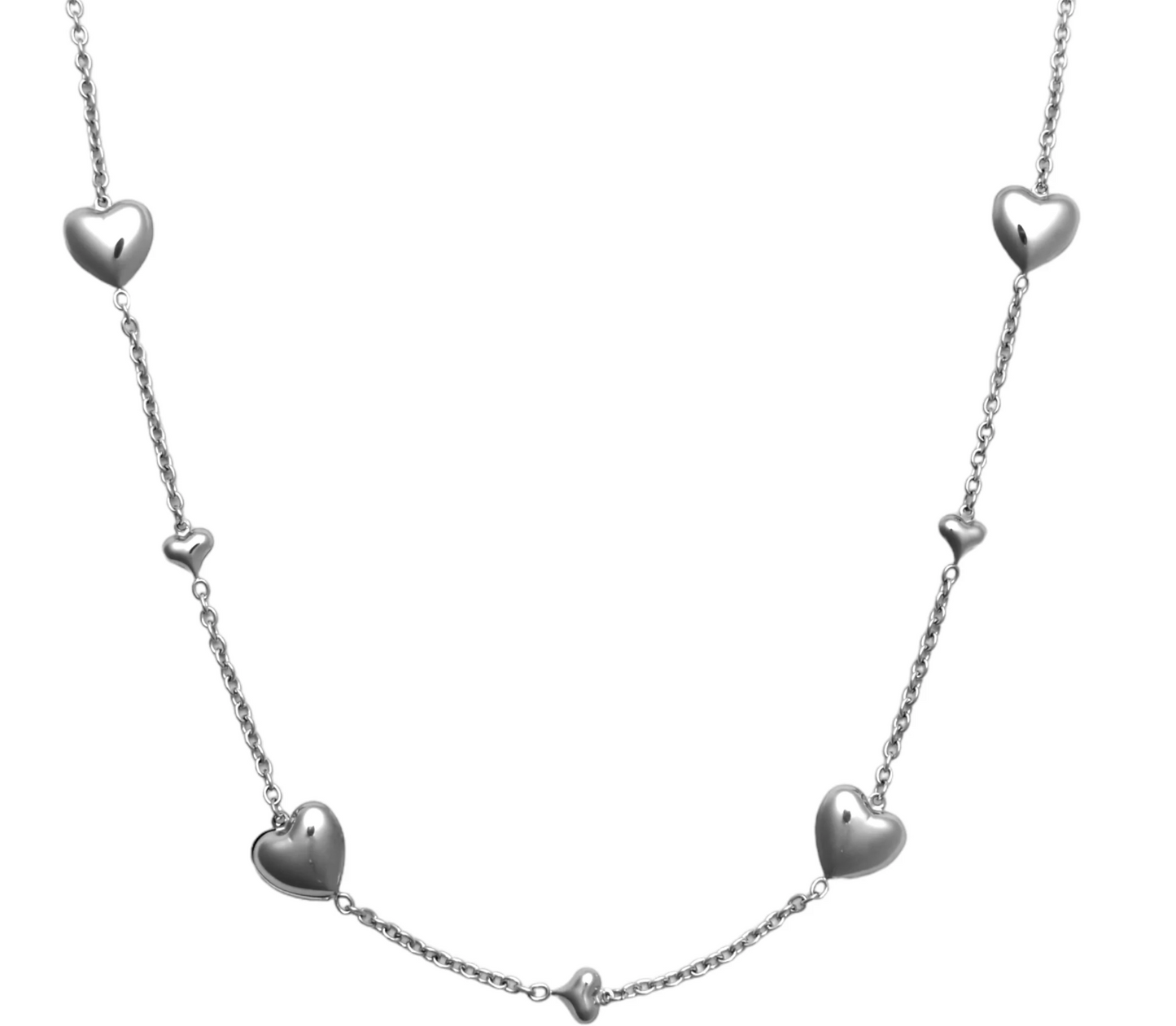 Fé Heart Necklace Long Zilver