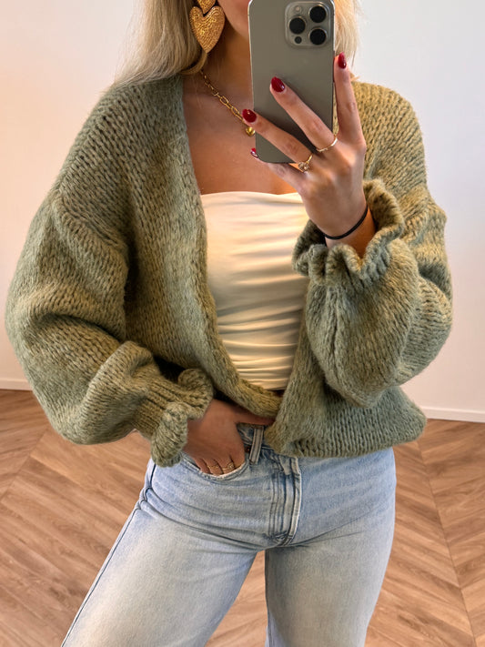 Mara Cardigan Ruffle Groen