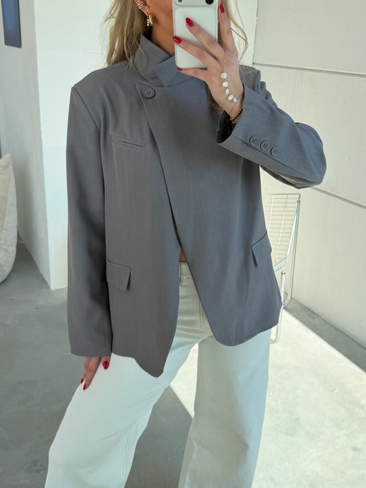 Lieve Blazer Grijs effen