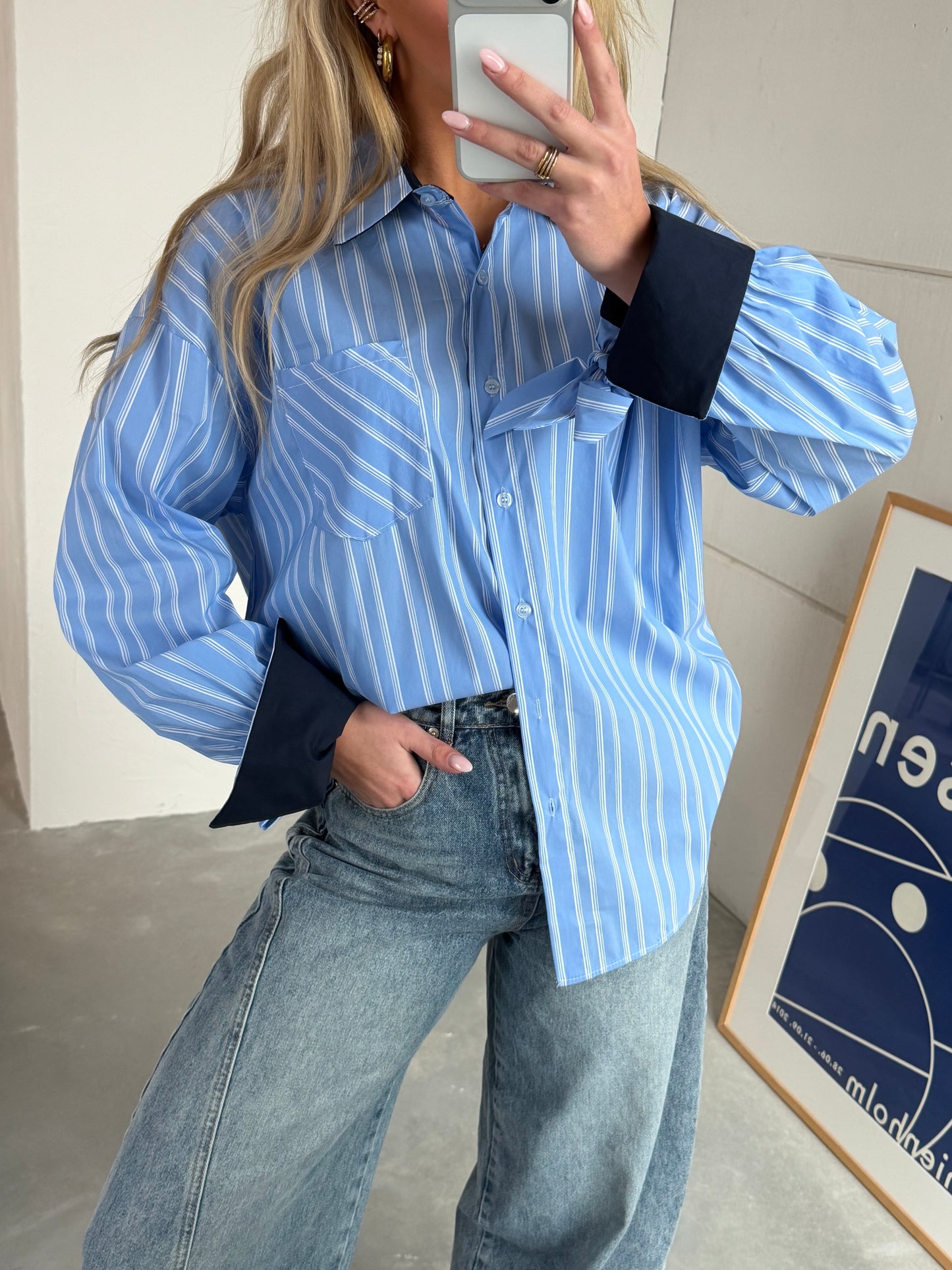 Noa Blouse Gestreept Donkerblauw