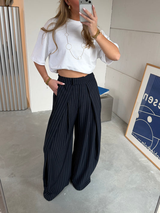 Wide Pantalon Gestreept Blauw (tall)