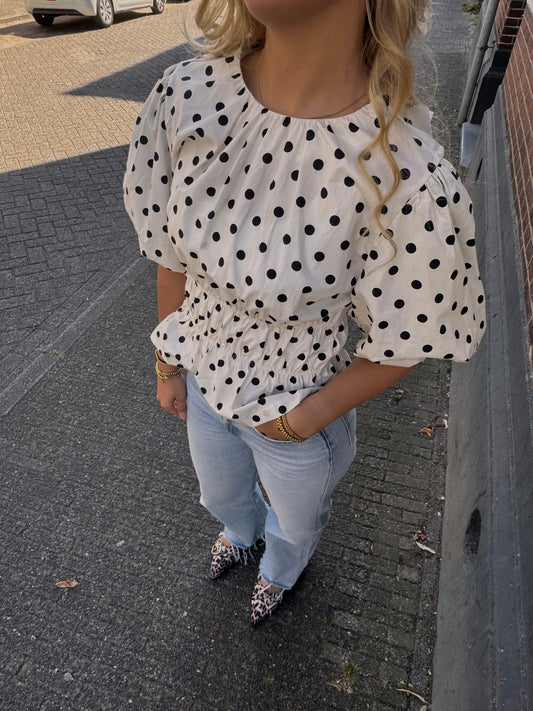Peplum Roos Top Wit PRE ORDER