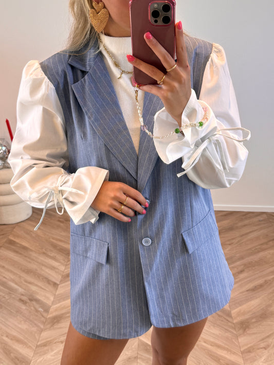 Livia Fé Blazer Lichtblauw Blouse Mouw