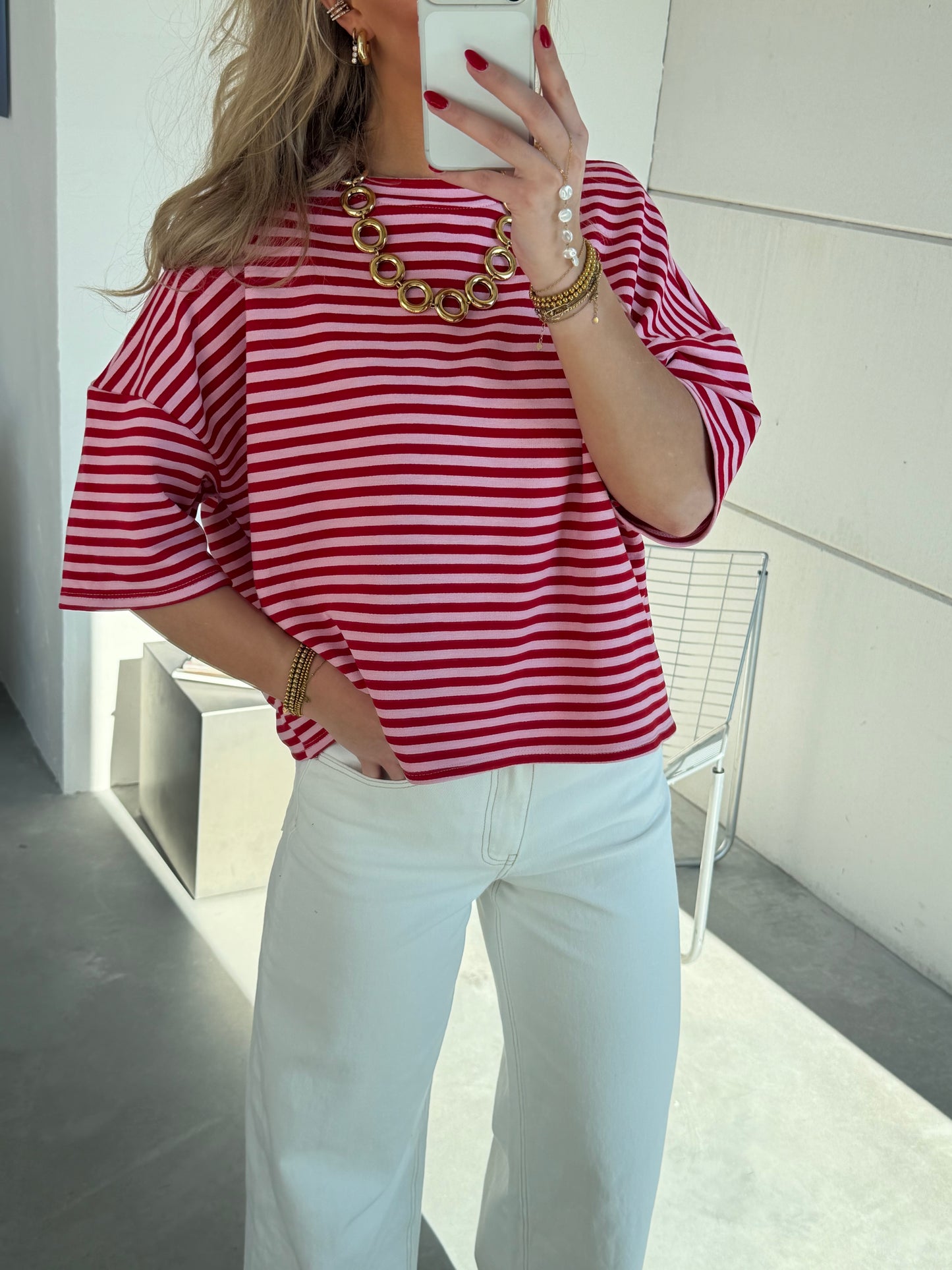 Pip Tee Rood/Roze (korte mouw)