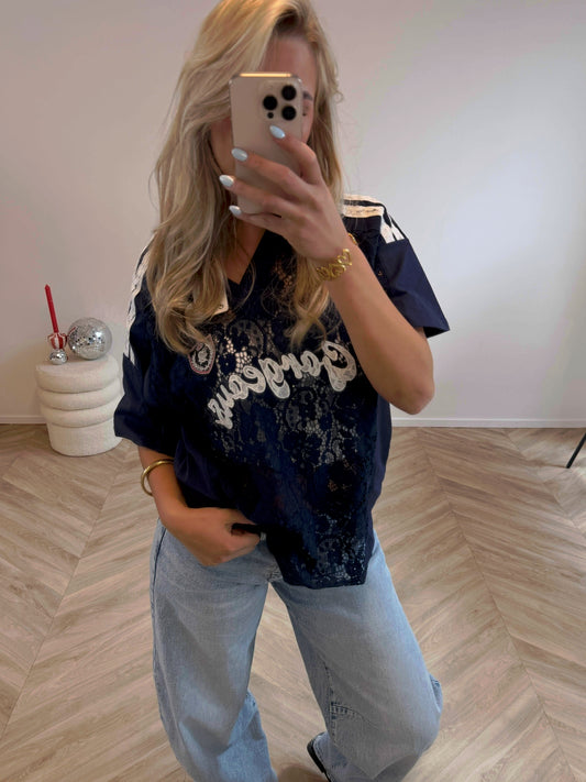 Gorgeous Lace Baseball Jersey Navy