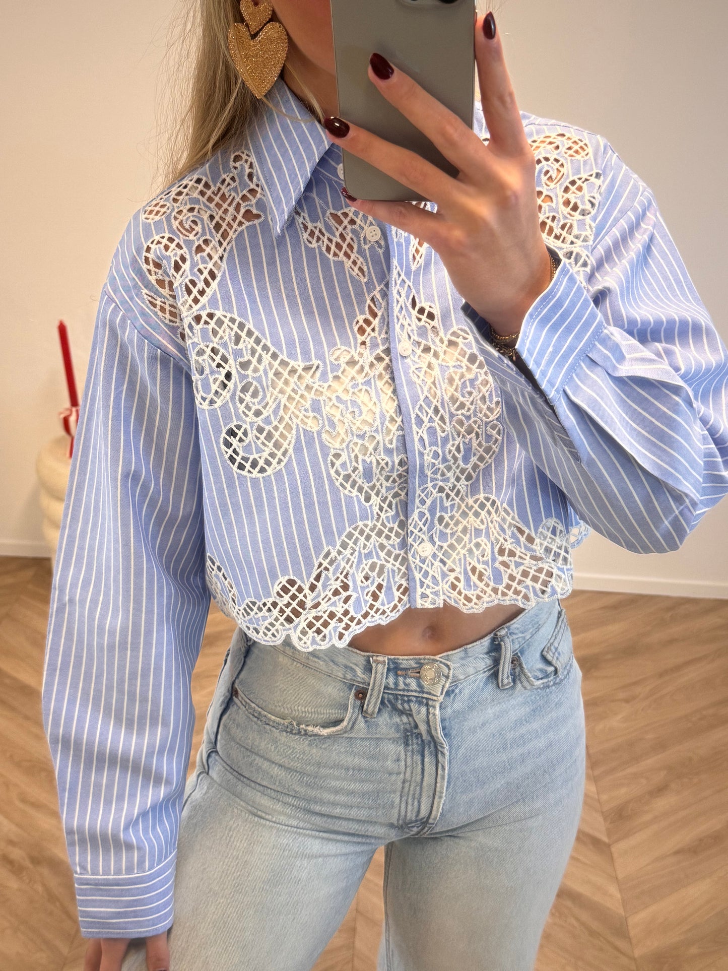 Cropped Broderie Blouse