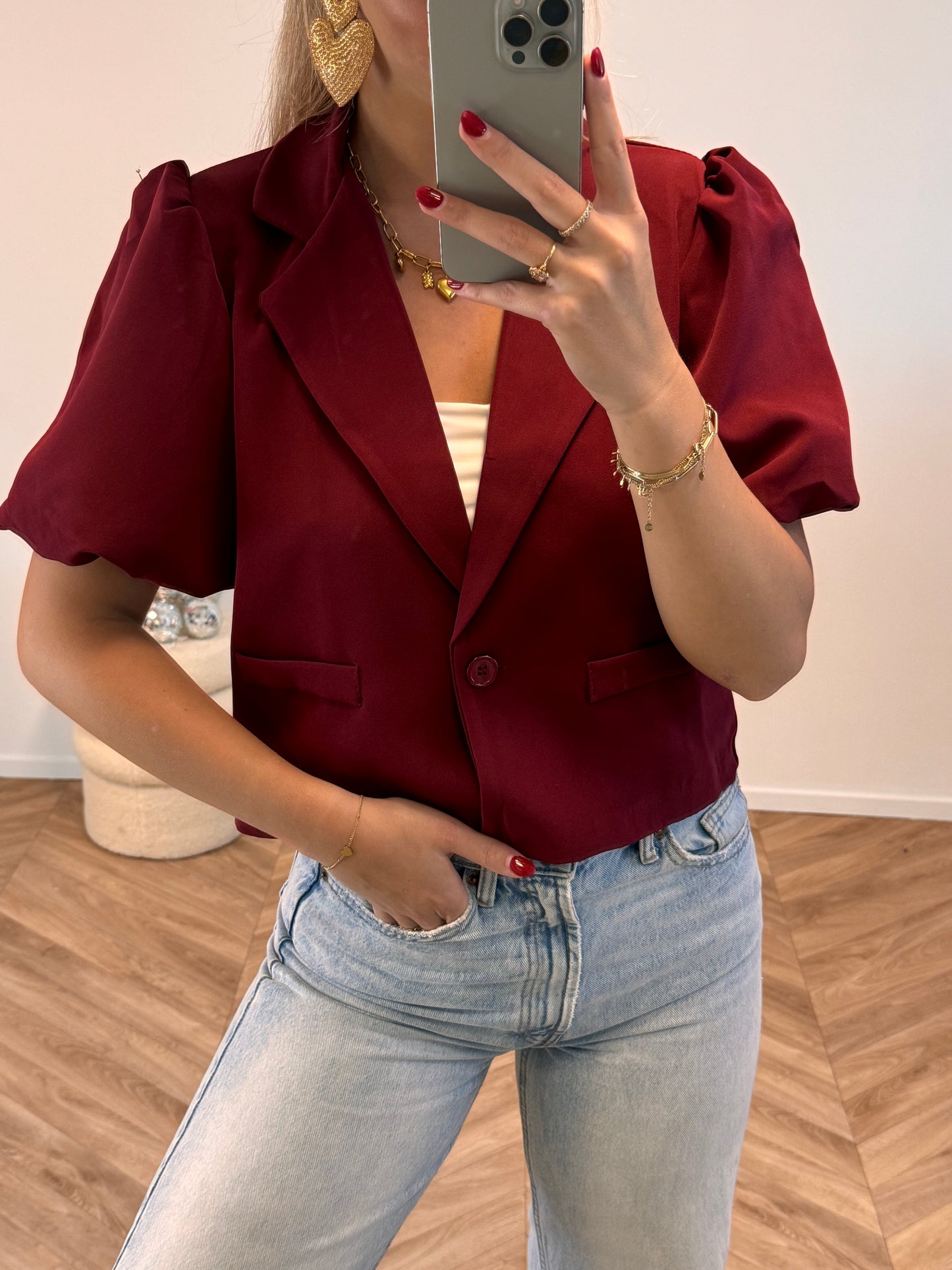 Floor Puff Blazer Bordeaux Rood