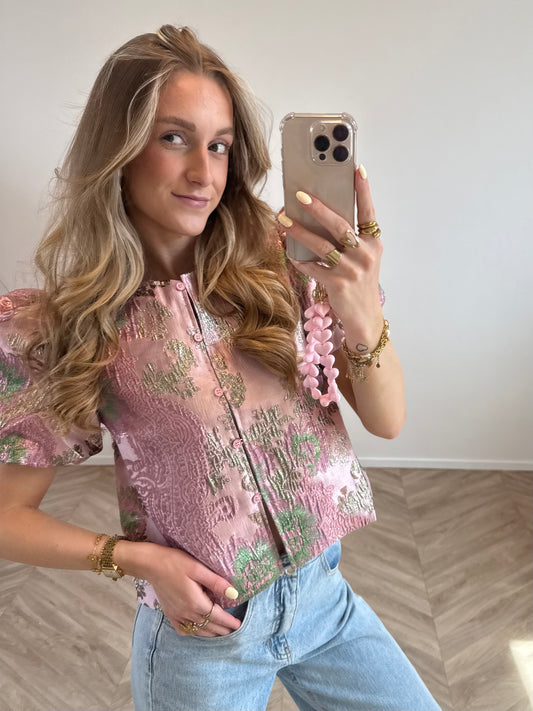 Jacquard Top Roze/Groen