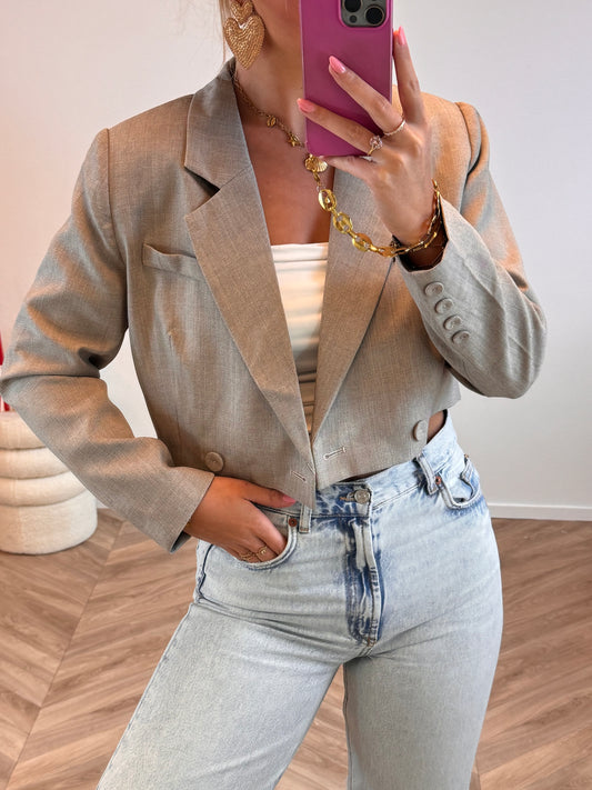 Floor Set Cropped Blazer Taupe