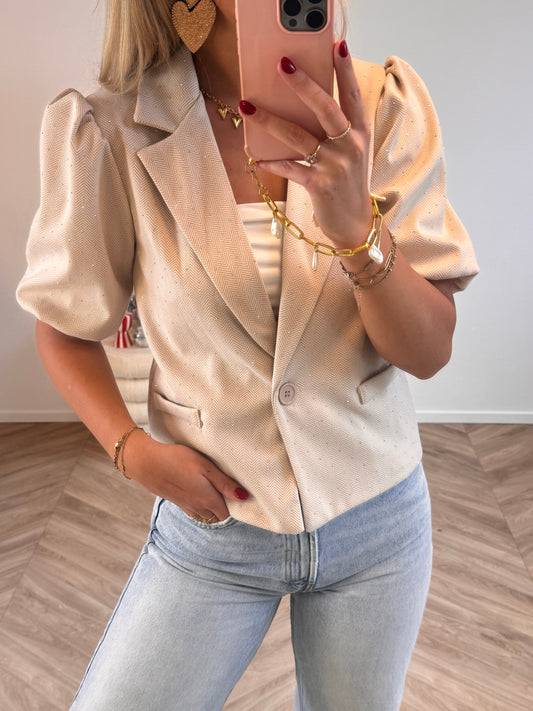 Floor Puff Blazer Glitter Beige