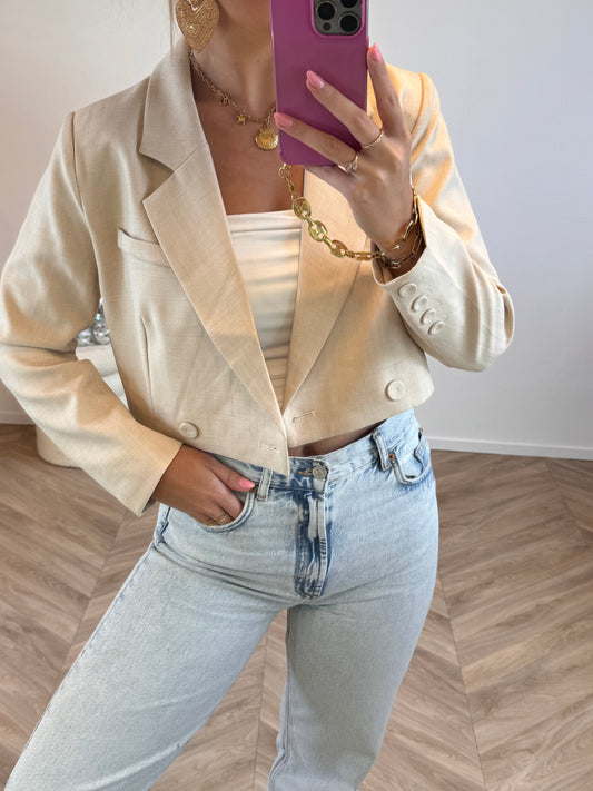 Floor Set Cropped Blazer Beige