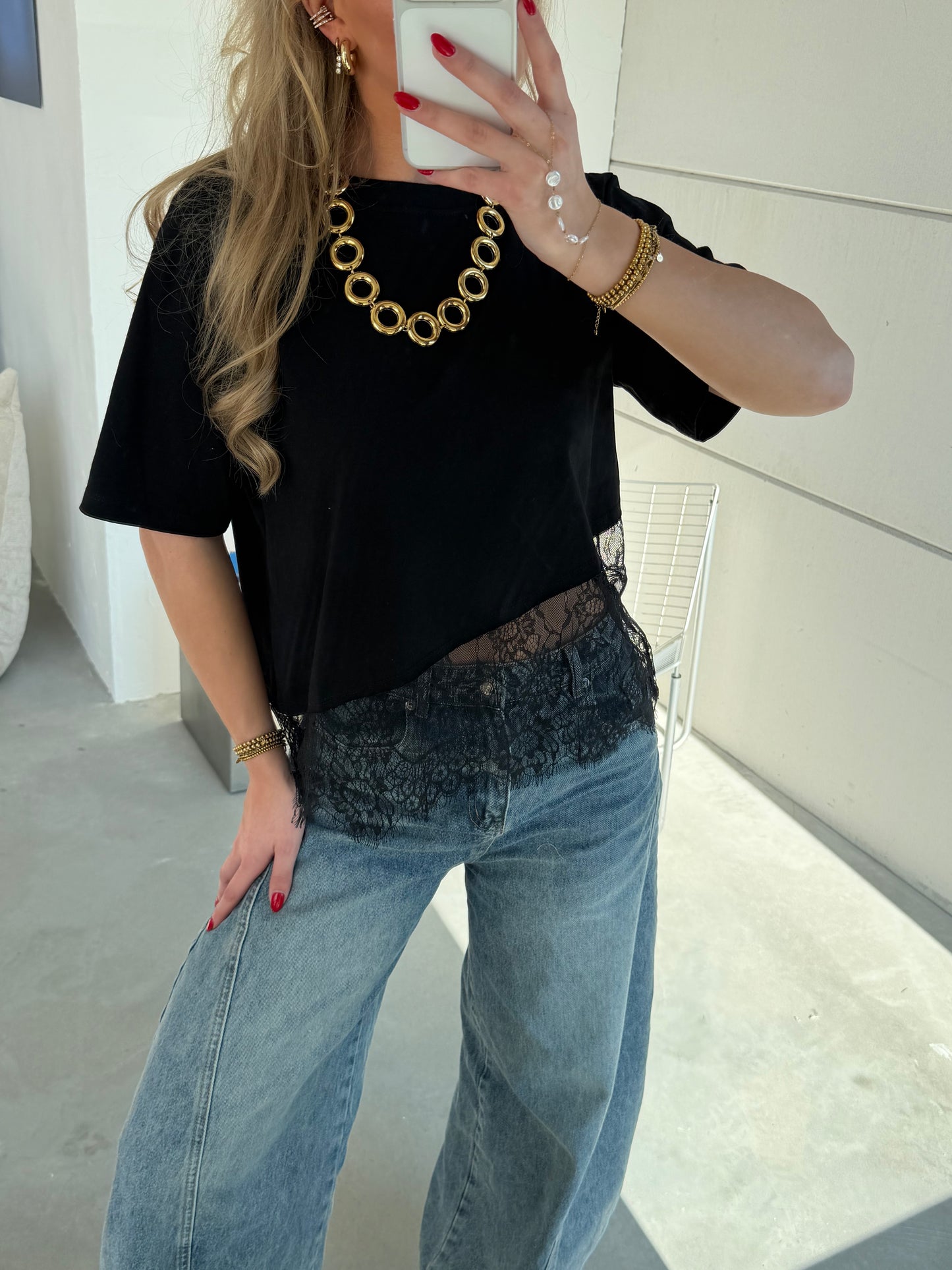 Lace Tee Zwart PRE ORDER