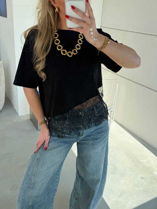 Lace Tee Zwart PRE ORDER