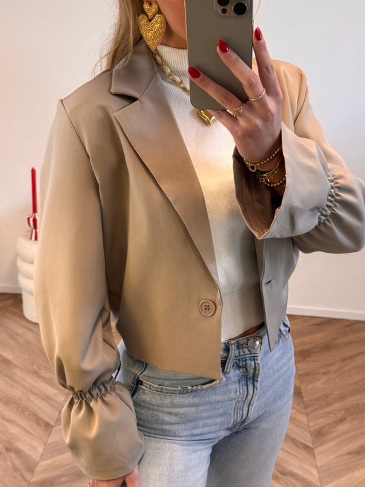 Stunt Livia Blazer Knoop Taupe