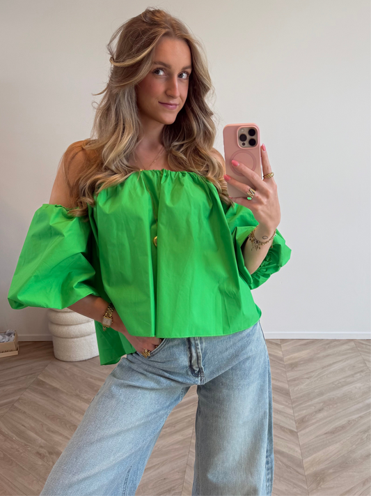 Off Shoulder Top Groen