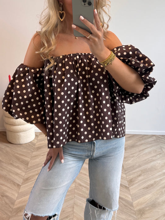 Sara Off Shoulder Top Bruin PRE ORDER