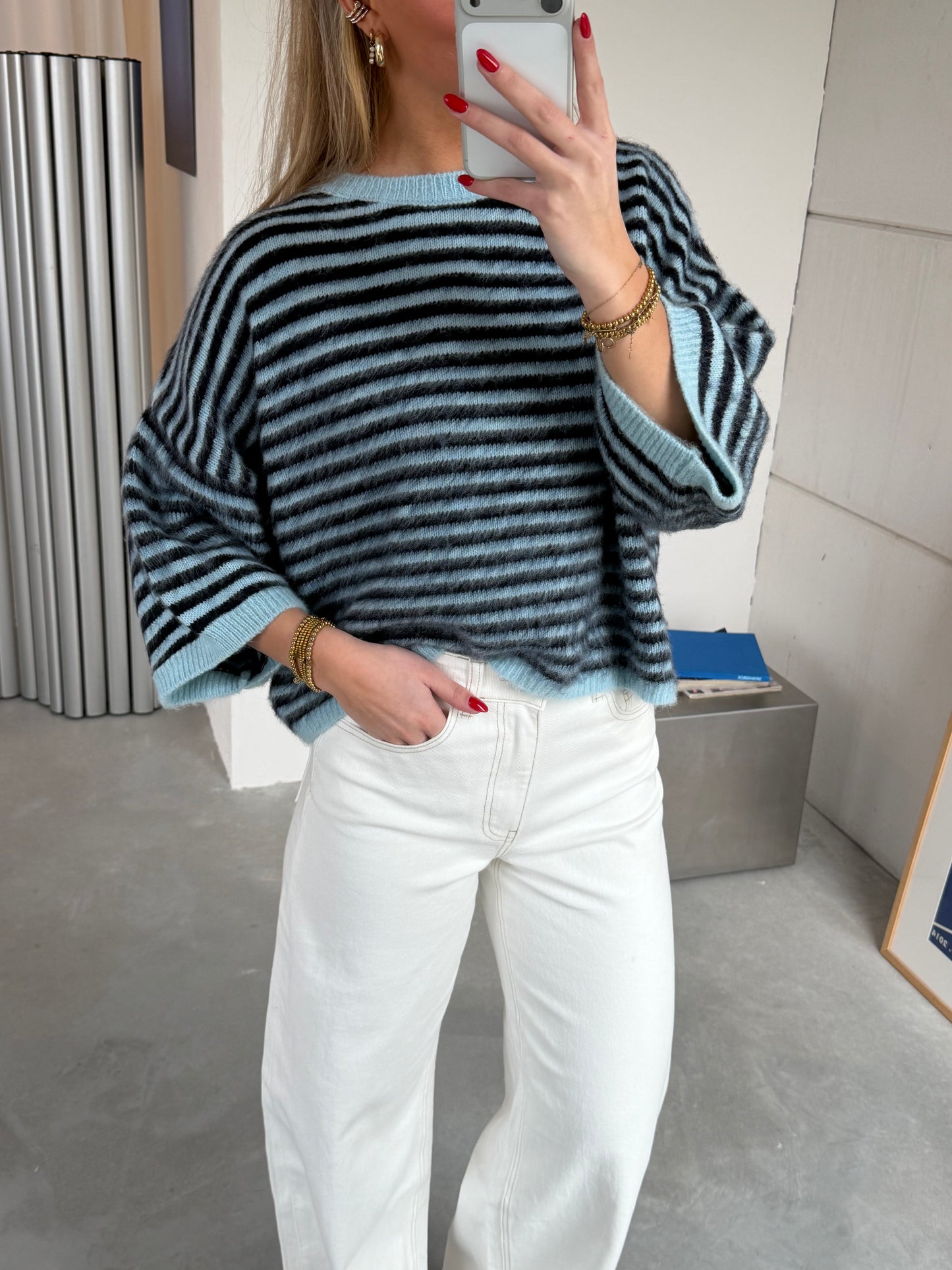 Lily Knit Gestreept Lichtblauw